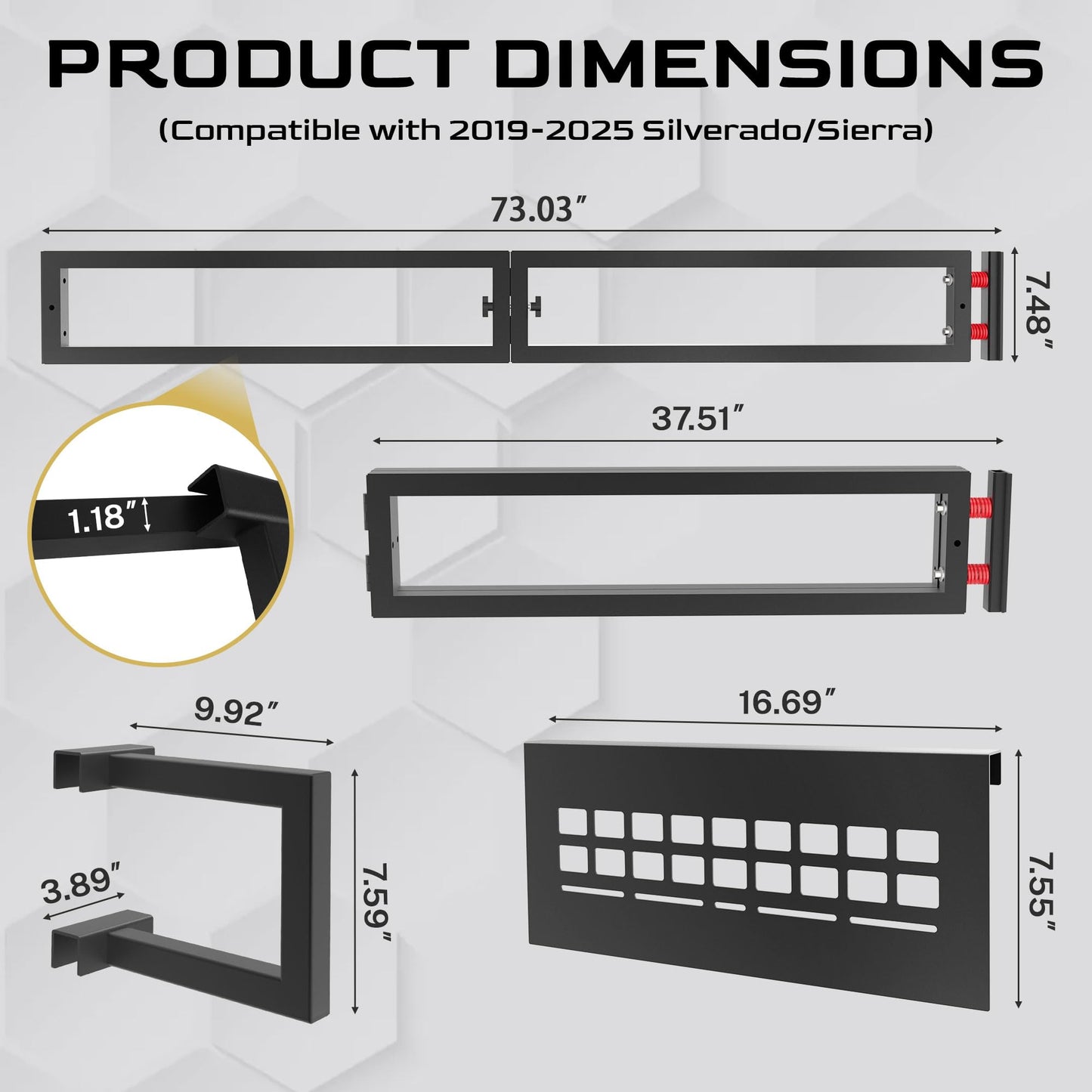 Tuoksullxm Truck Bed Divider with MOLLE Panel Aluminum Foldable Cargo Divider fit 2019-2025 Chevy Silverado and GMC Sierra 15000