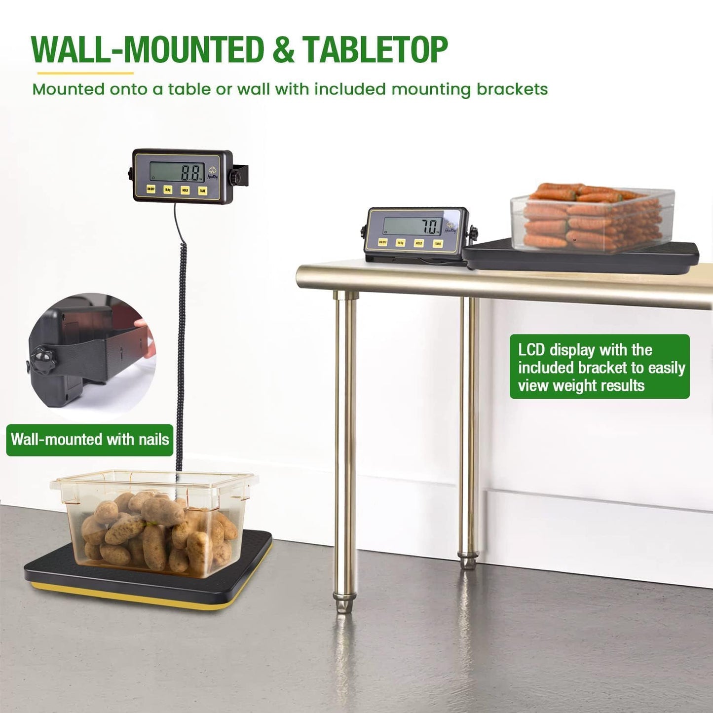 Shaledig 400lbs Commercial Scale Digital Receiving Scale with Anti-Slip Aluminum Platform, High Accuracy Food Scale with Hold/Tare/Auto-Off, Kitchen Scale with LCD Display for Restaurant/Cater