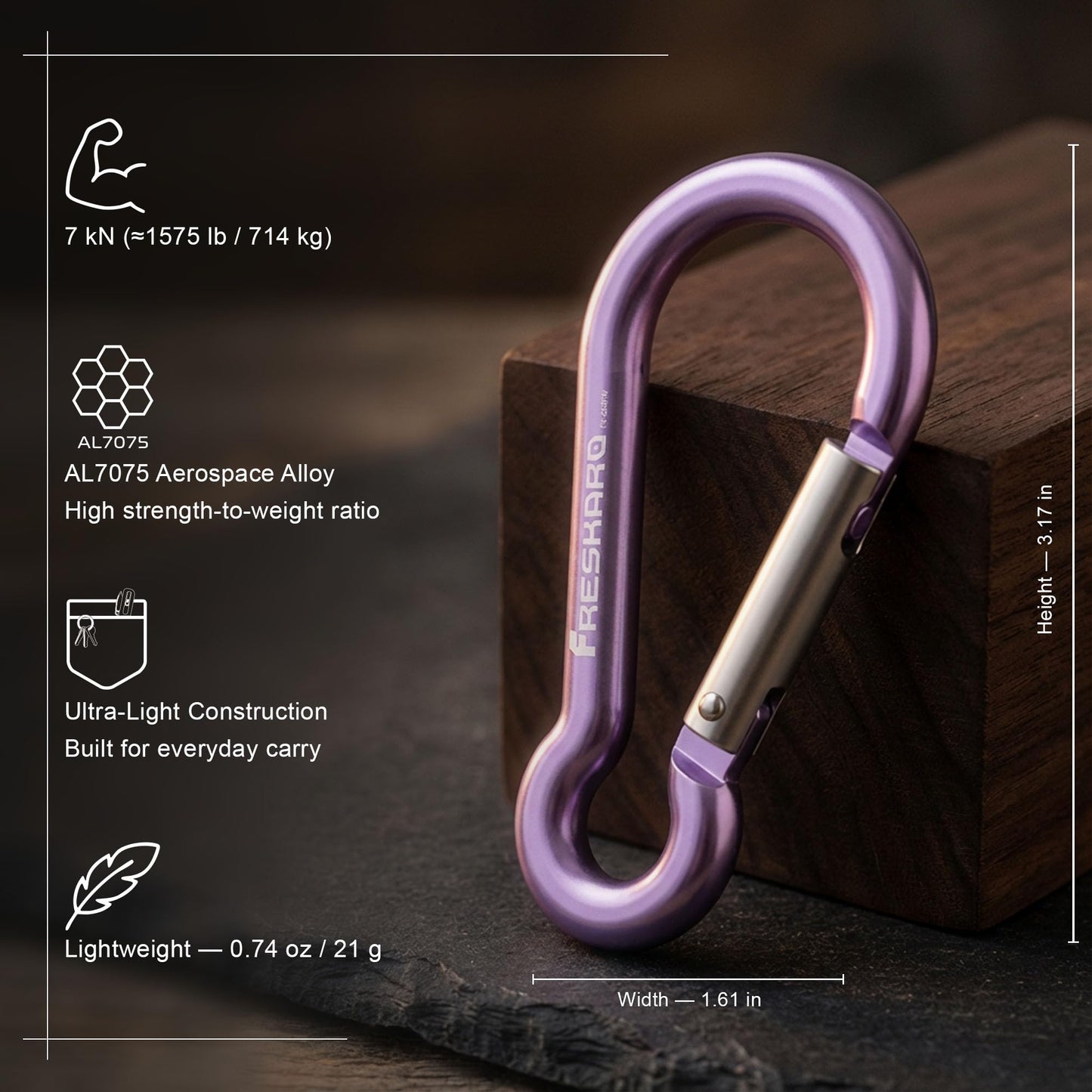 FresKaro Carabiner Clip, Heavy Duty Carabiners, Spring Snap Wire Gate Carbineers, Key and Keychain Karabiner 3inch, Strong Aluminum Caribiniers Hook, Fitness Accessories, Gourd Clips, 3Pack