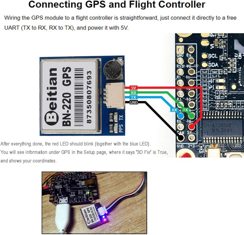DIYmalls BN-220 NMEA-0183 9600bps 1Hz GPS Module TTL Dual GPS Glonass w/Flash for Arduino RC FPV Drone Flight Control