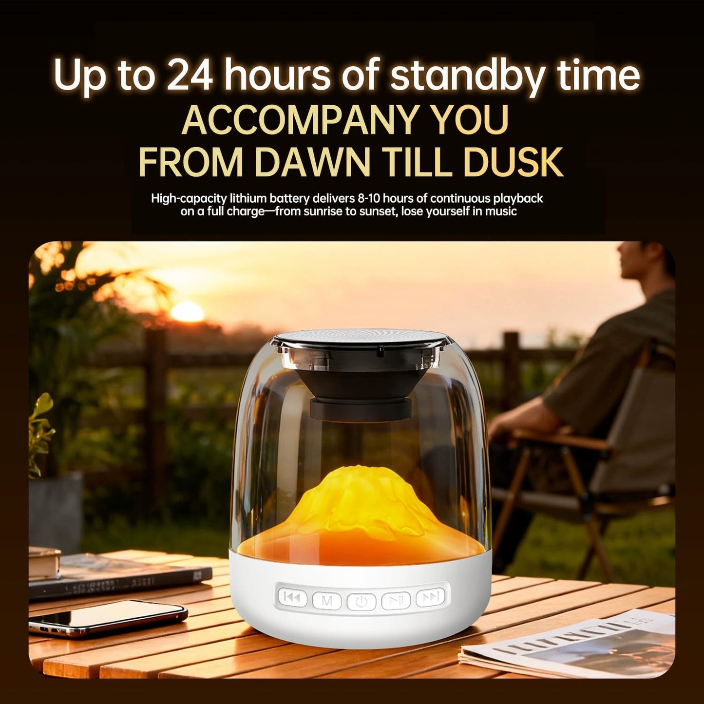 AOBOO 360-Degree 24-Hour Bluetooth Wireless Speaker Subwoofer Bass, Stereo Surround, Music Rhythm Lighting Atmosphere