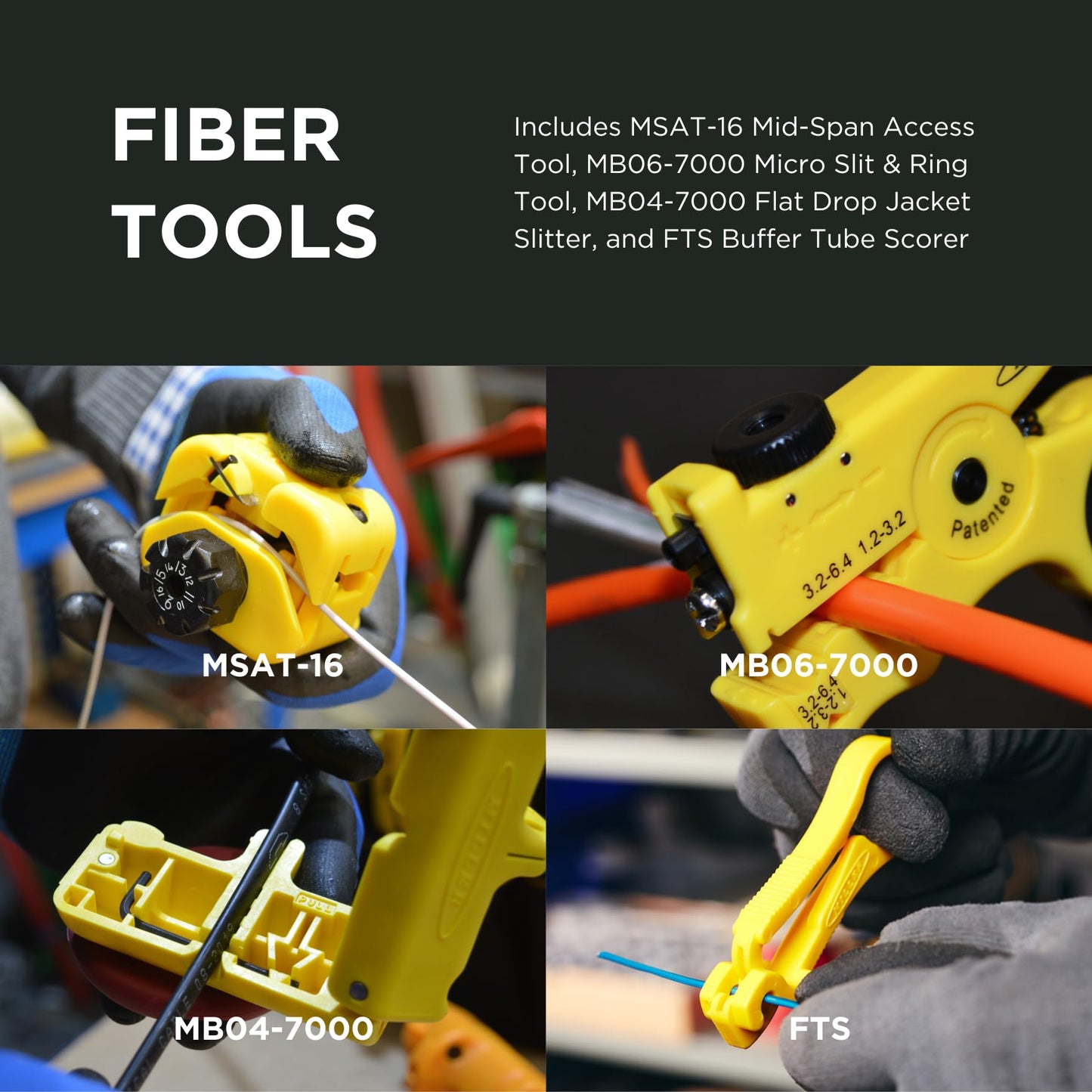 Miller Fiber Optic OSP Cable Prep Backpack Kit – Complete Mid‑Span & Termination Tool Set with Slitters, Strippers & Kevlar Shears – Heavy‑Duty Weather‑Resistant Backpack