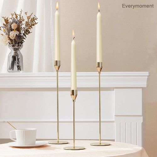 Everymoment Ivory Taper Candles - Dripless & Smokeless 10-Inch Candlesticks - 4 Pack Unscented Cream for Weddings & Home Decor