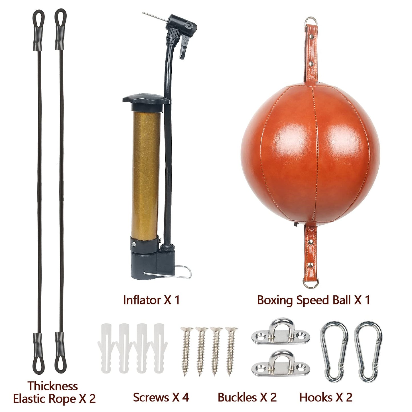 InnoLife Double End Punching Ball Striking Punching Bag Kit, Speed Striking Reflex Kit with Bungee Cords Perfect for Reaction, Agility, and Hand Eye Coordination Training (Brown)