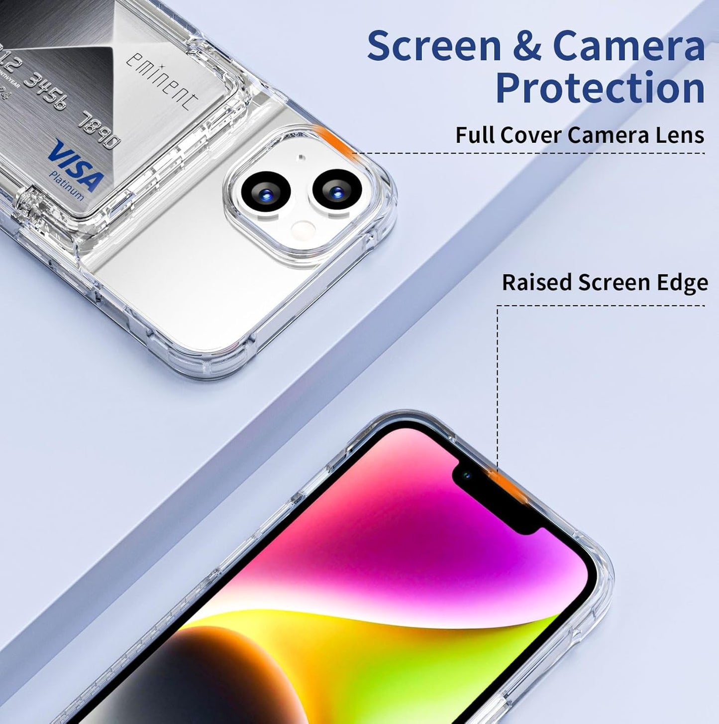ACANDYA 14 13 14/13 6.1 inch for iPhone Case Wallet iPhone Case Clear with Credit Card Holder ID Card Slot Heavy Duty