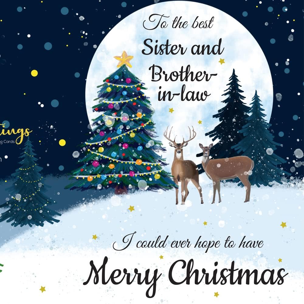 Prime Greetings Christmas Card - Eco-Friendly Design for Sister & Brother-in-Law | 5in x 7.75in, Thick Card Stock