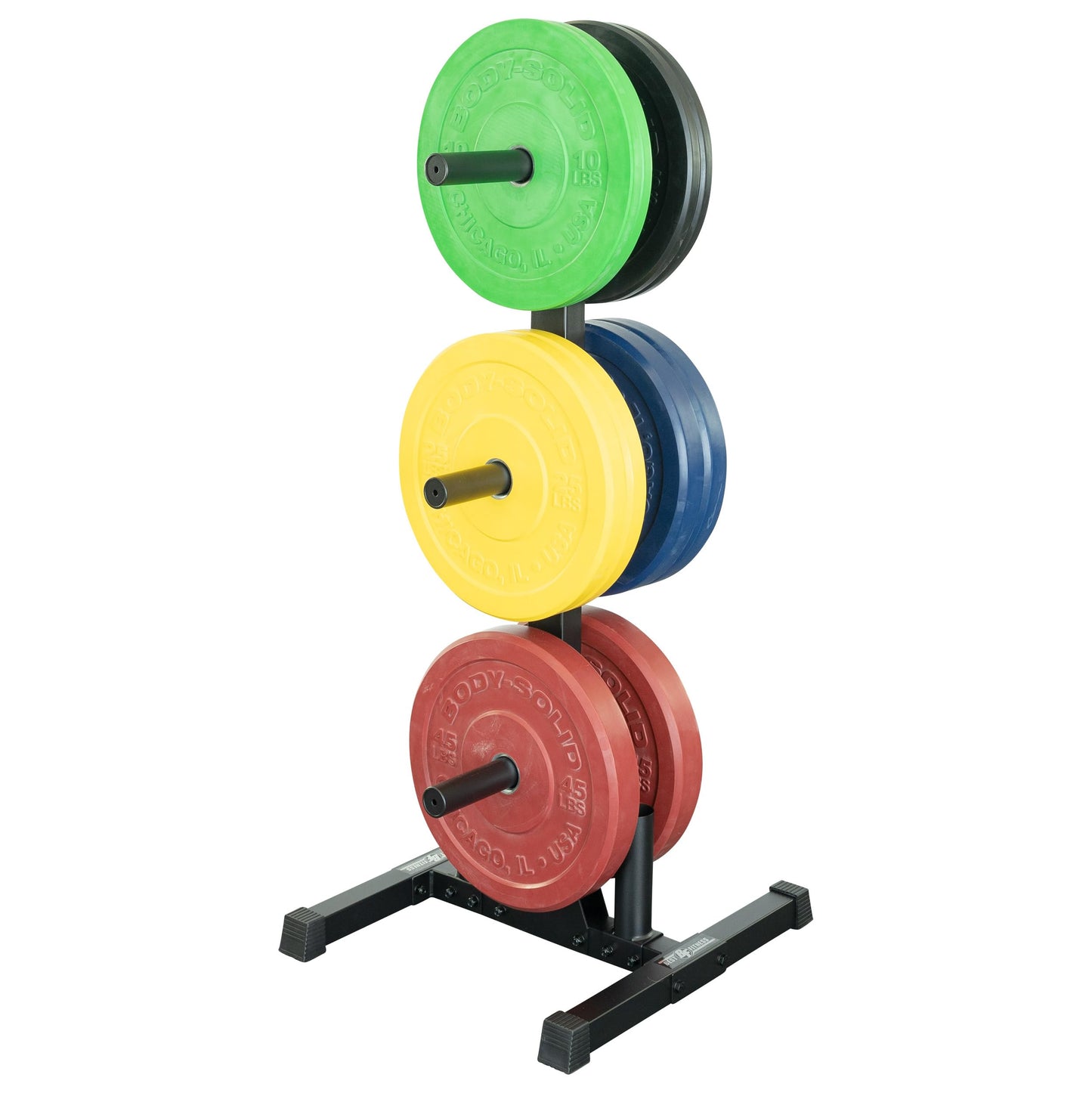 Body-Solid (BFWT10B) Weight Tree Rack for Olympic Plates - Bumper Plate Storage, Weight Plate Holder