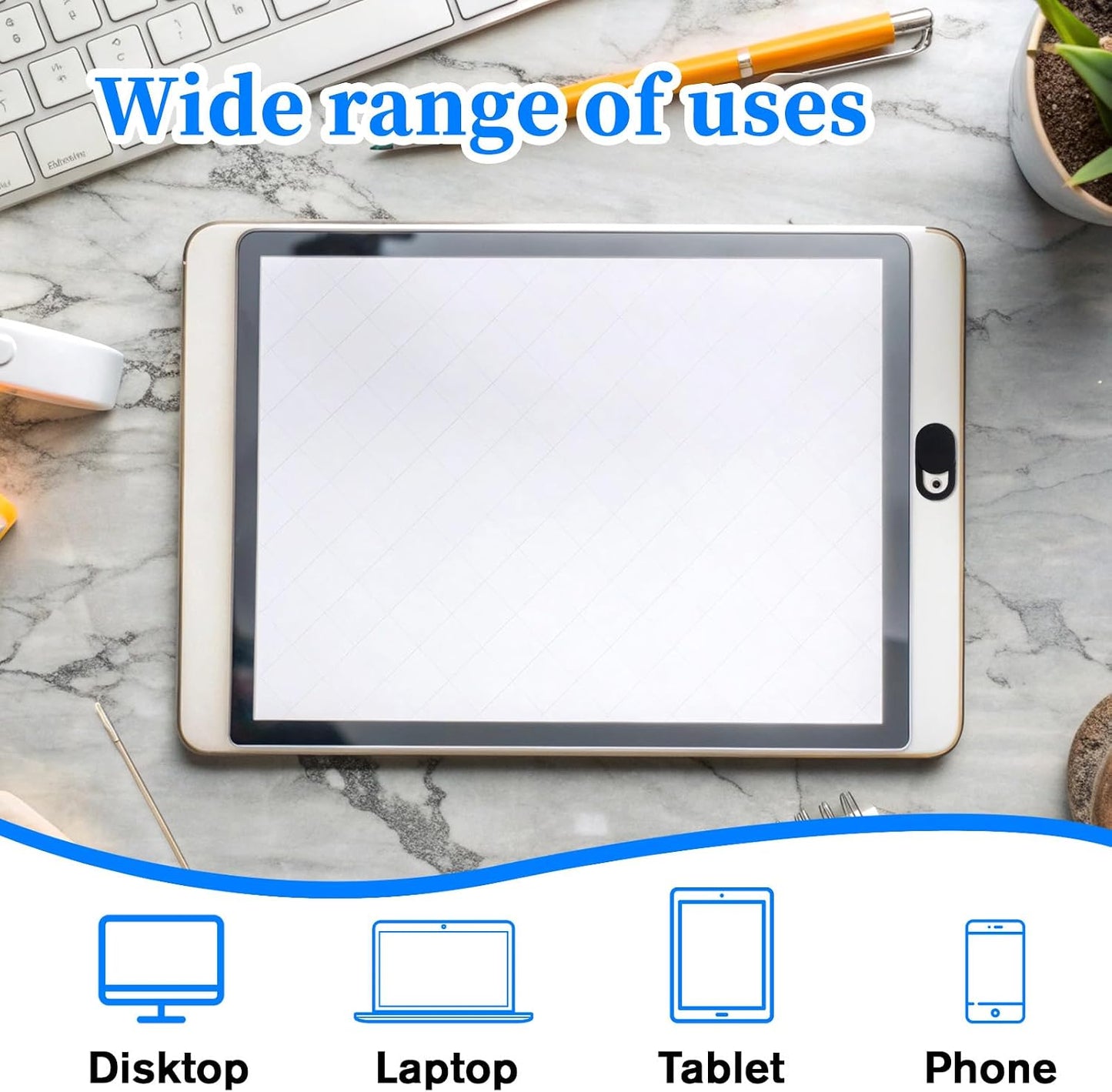 Larrel 50 Pcs Webcam Cover, Black Practical Laptop Camera Cover Small Portable Phone Camera Covers for Compute Cell