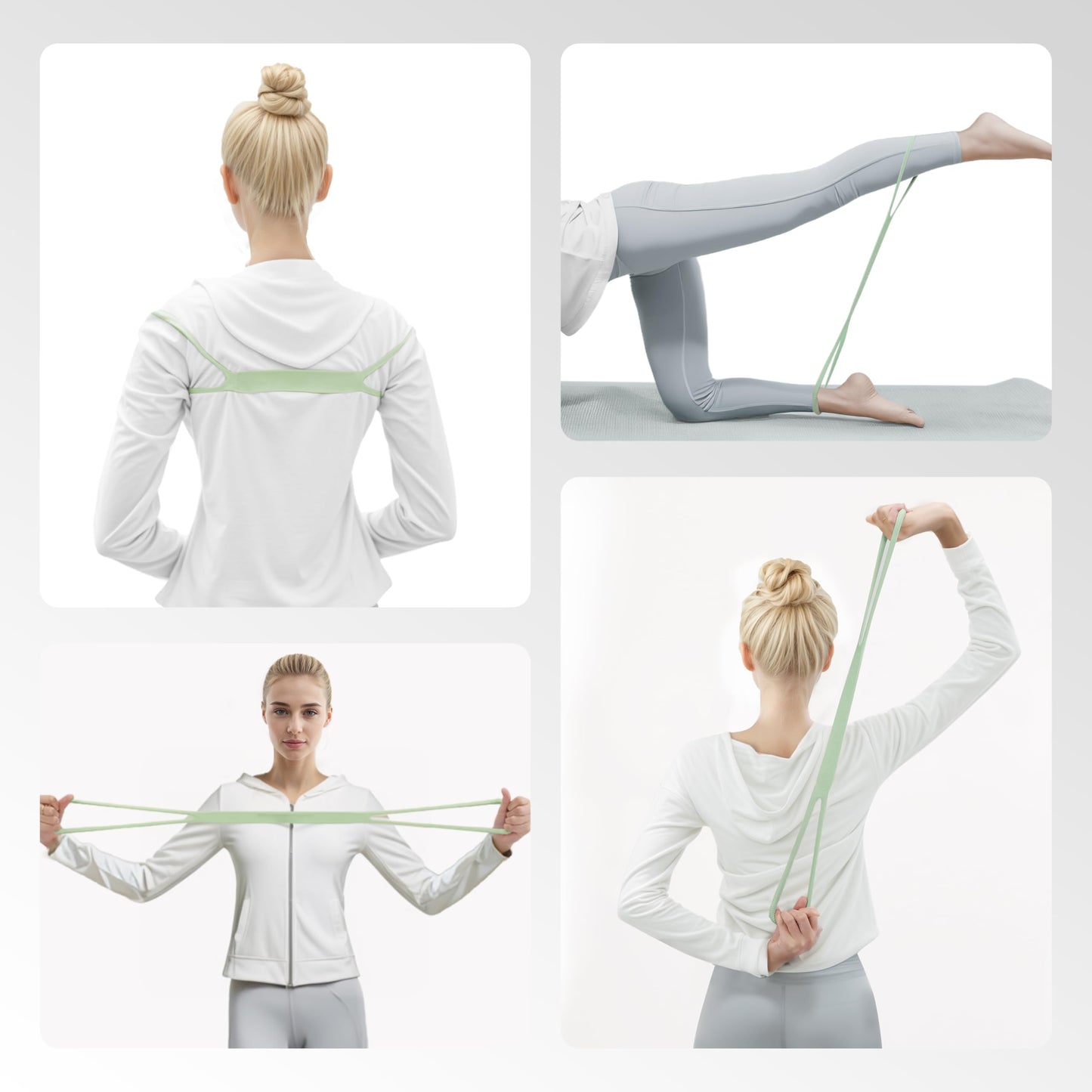 PROIRON Figure 8 Resistance Bands with Handles Exercise Band 35LB Stretch Bands for Yoga arm Chest and Shoulder Stretch Resistance Band for Women- Green