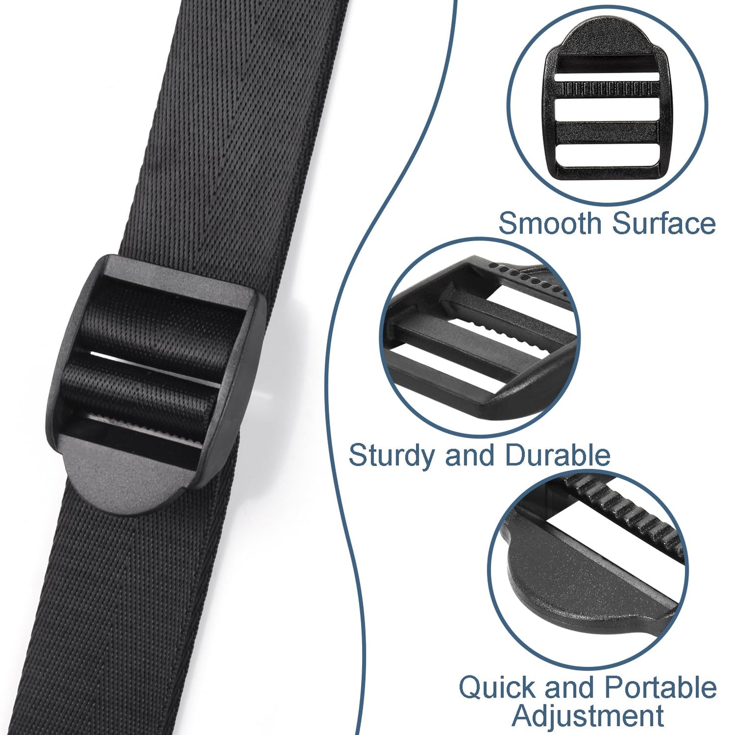 CooBigo 12 Pack Plastic Ladder Lock Buckles, 1" Ladder Slider Buckle for Backpack Strap Nylon Webbing Clip Replacement, Outdoor Camping Gear Sleeping Bag Tent Tie Down Strap Accessories (Black)
