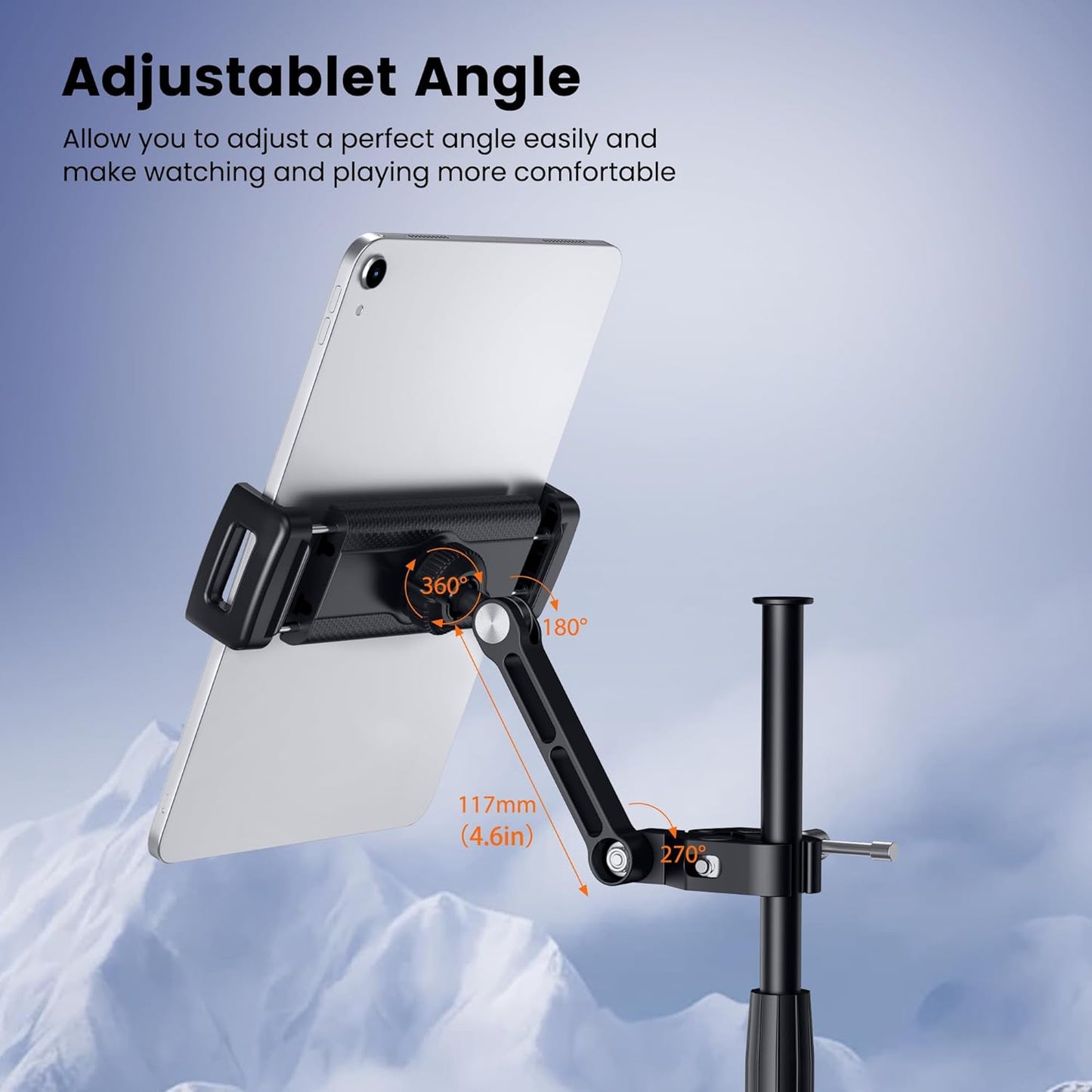 CreaDream 4.7 13 inch Tablet Holder for Microphone Stand, Aluminum Mic Music Stand Holder Mount for Phone and iPad