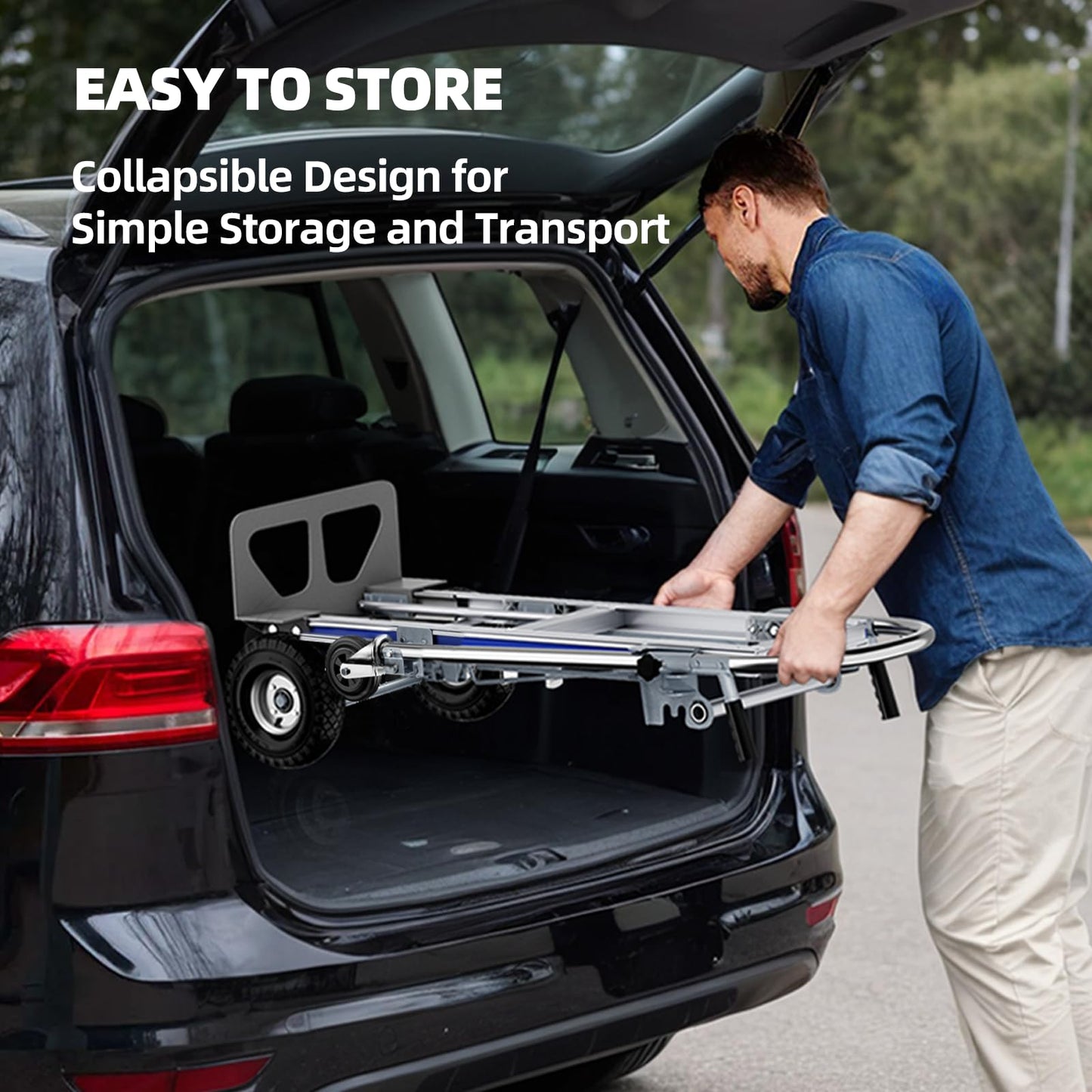 Aluminum Hand Truck, 3 in 1 Convertible Hand Truck Dolly 1000 Lbs Capacity, Pneumatic Wheels - Collapsible Heavy Duty Cart for Efficient Storage, Suit for Moving in Supermarket, Garden, Grass, Yard