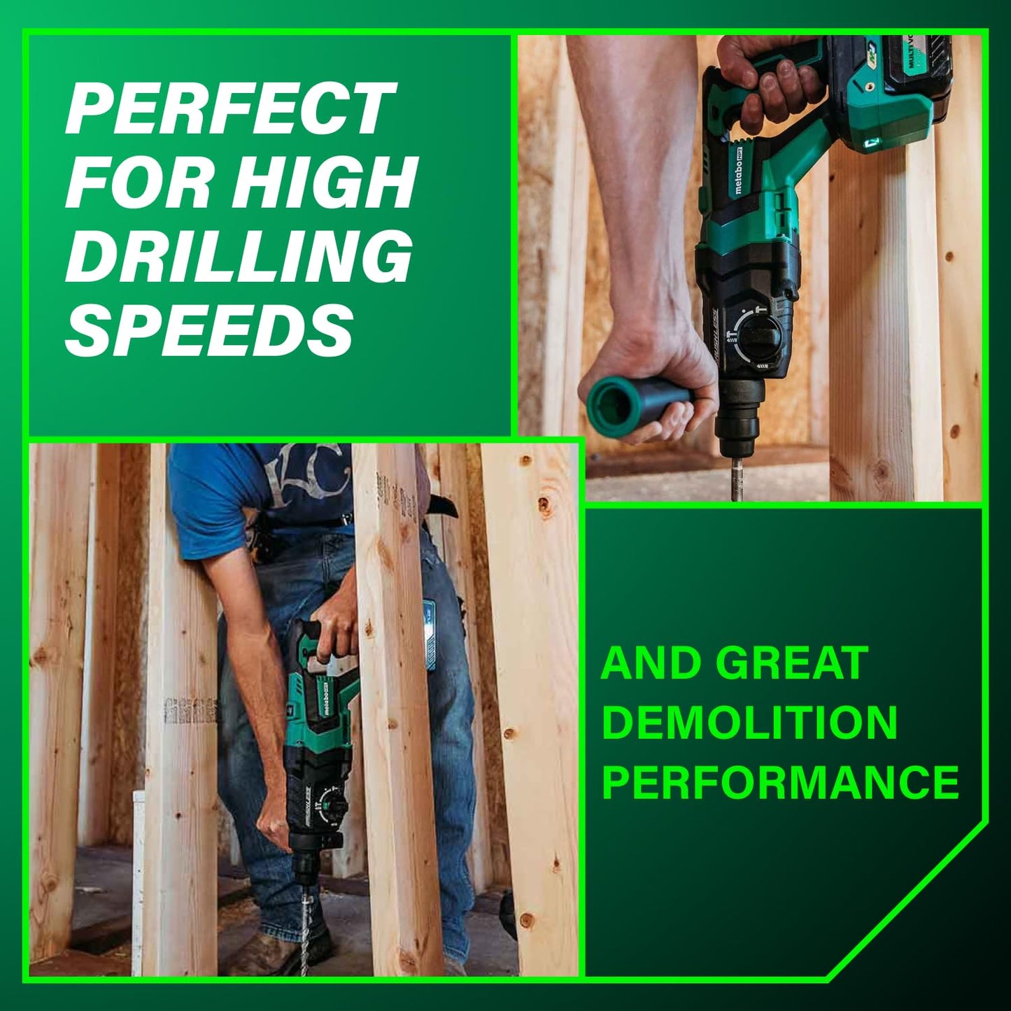 Metabo HPT 36V MultiVolt™ Brushless SDS Plus 1-1/8" D-Handle Rotary Hammer, Cordless Rotary Hammer Tool Body Only, High Impact Energy 2.3 ft-lbs, Ergonomic Design, Tool Body Only, DH3628DDQ4