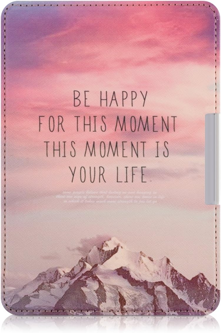 Be Happy Kindle Paperwhite Case - Stylish Cover in Pink, Violet & Coral
