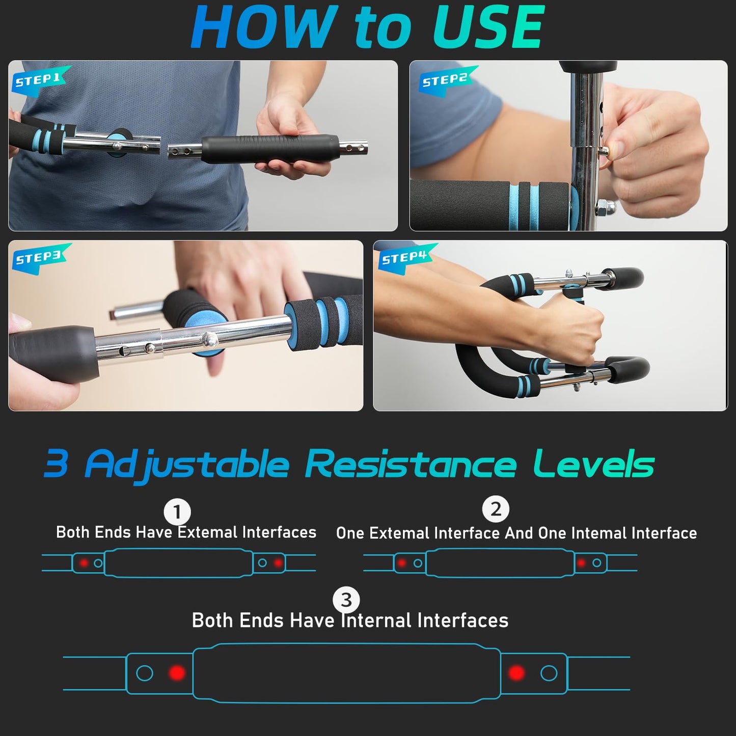 Twister Arm Trainer, Adjustable Chest Workout Equipment, Arm Trainer for Men, Arm Exercise Equipment, Chest Trainer for Men, Shoulders and Forearms Muscle Training Fitness Equipment