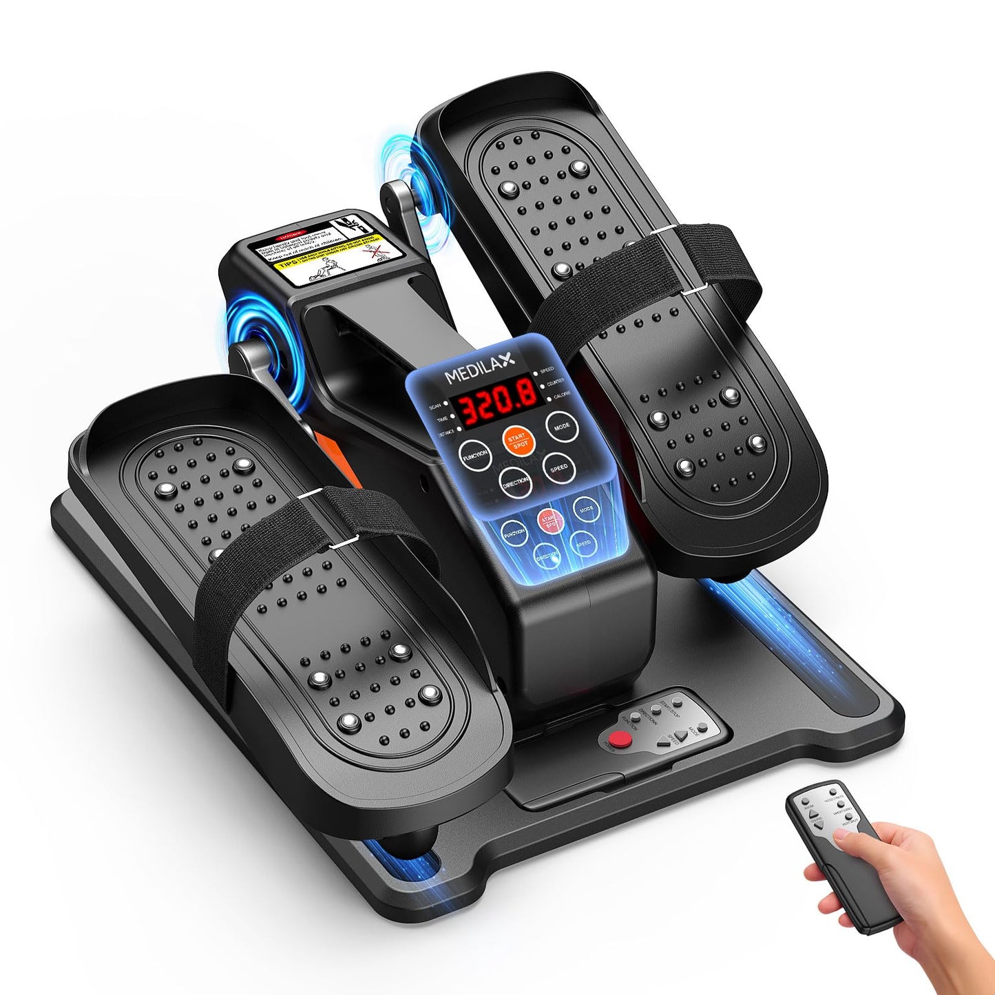 Portable Under Desk Elliptical Machine with Wireless Remote. 12 Manual & 3 Automatic Speeds. Pedal Ellipse Leg Exerciser. Leg Exerciser While Sitting for Seniors. Adults. Home. Office