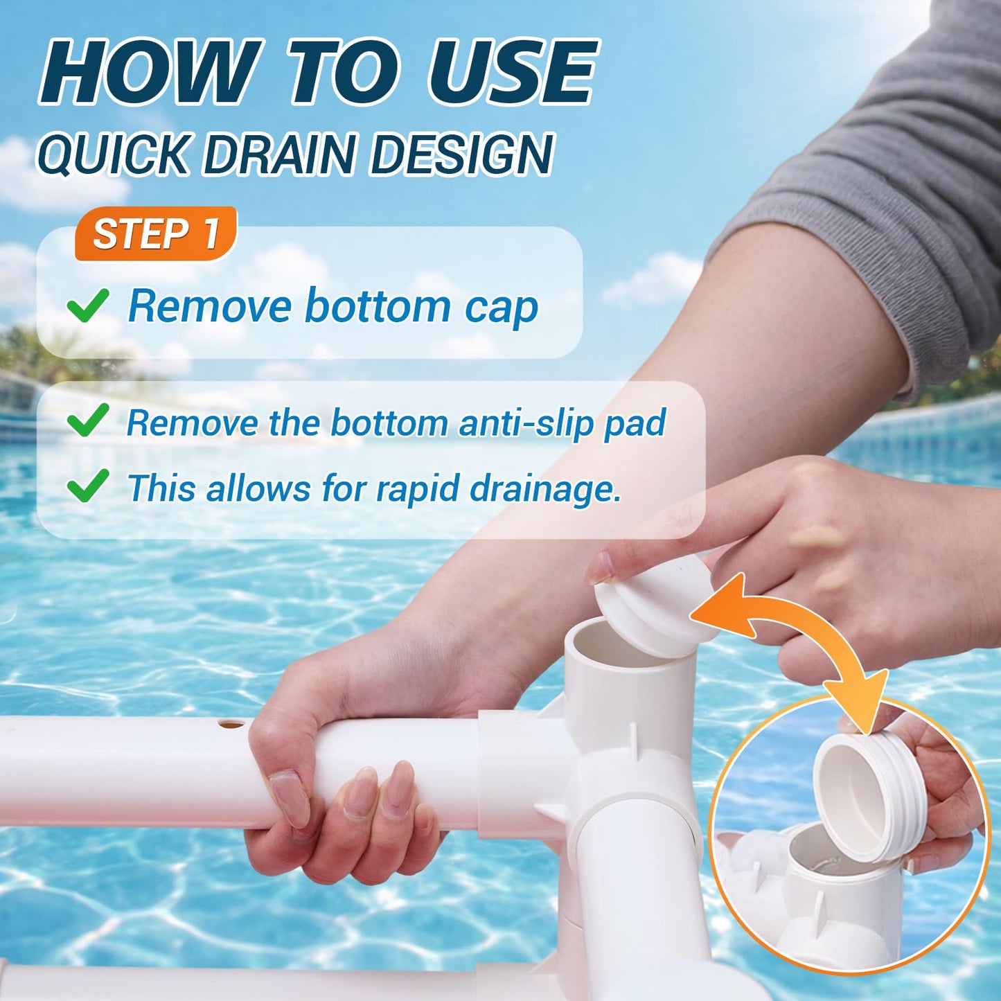 BreezeHug Water Aerobic Exercise Step, Aquatic Step, Aerobic Fitness Platform for Pool Fitness, Rehabilitation, Weight Loss and Multipurpose, 23.5" x 11" x 8.5"