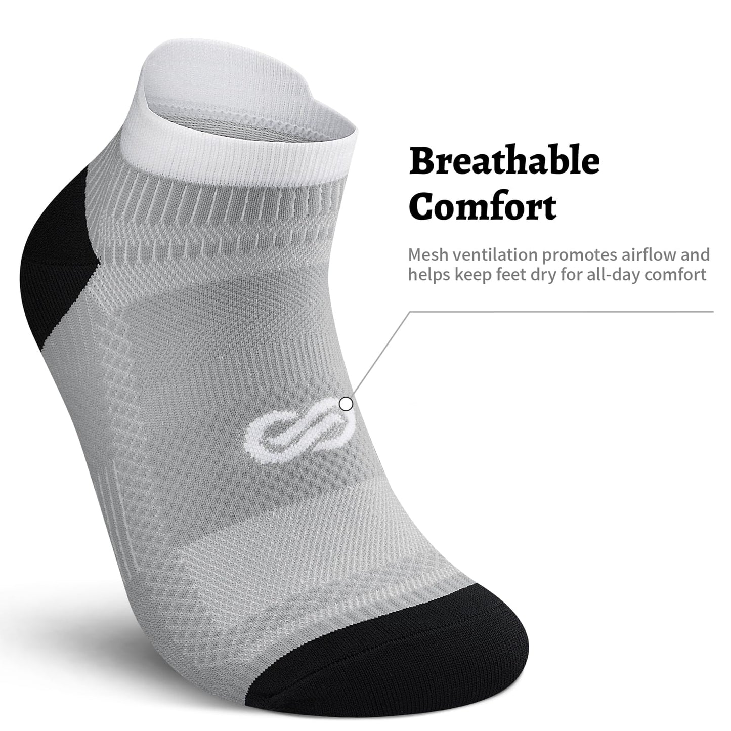 PAPLUS Compression Socks for Men & Women, Low Cut Ankle Running Socks with Arch Support, Plantar Fasciitis Relief for Walking, Cycling, Golf, Travel, Nurses
