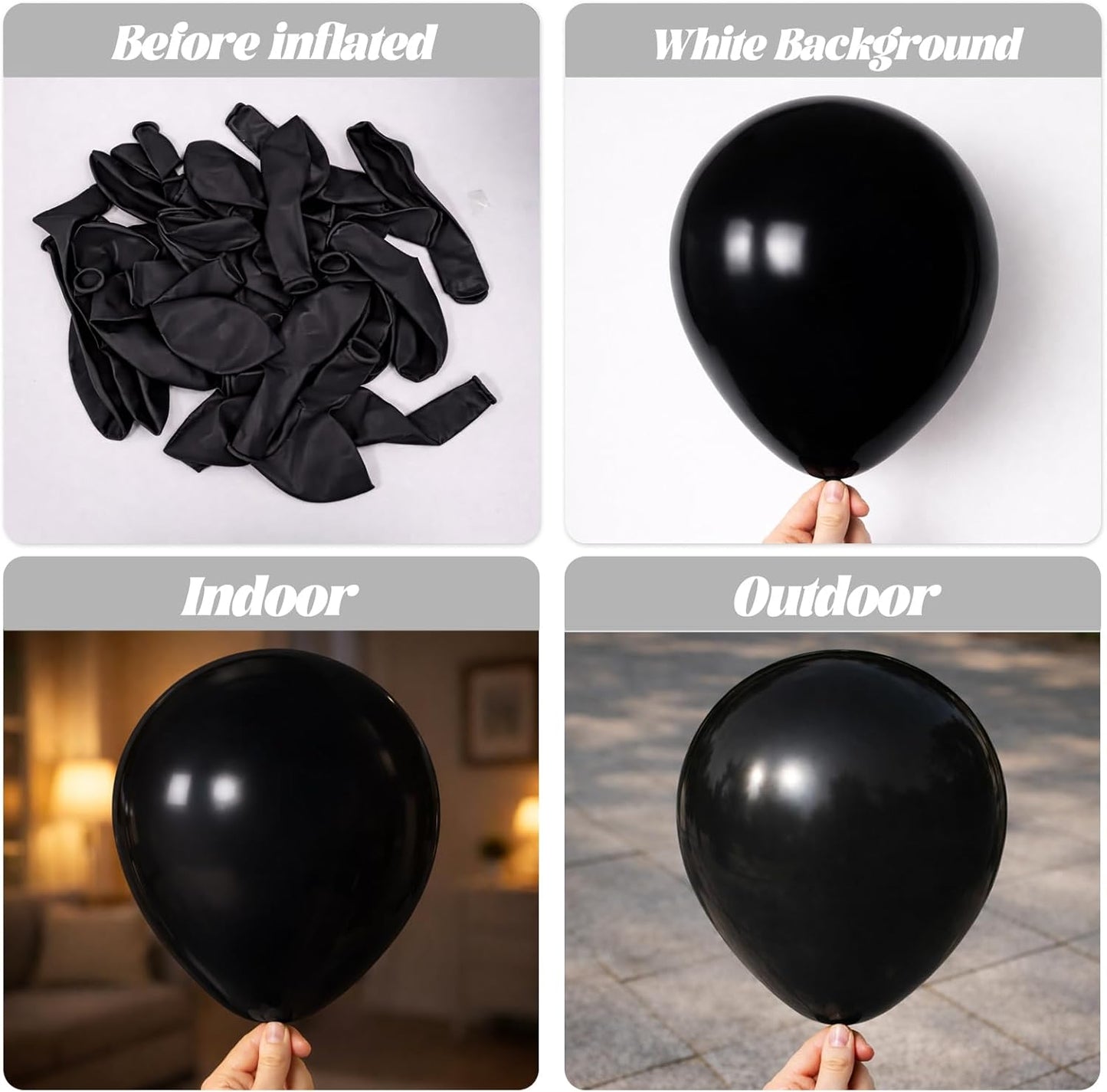 Voircoloria Black Balloon Garland Arch Kit - 90 Pack in 18/12/10/5 Inch Sizes for Graduation, Weddings, and Parties