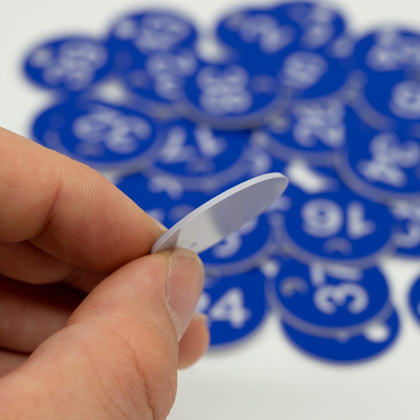 StayMax Plastic ID Number Tags Engraved Tags Key Tags Without Key Rings (1-50, Blue)