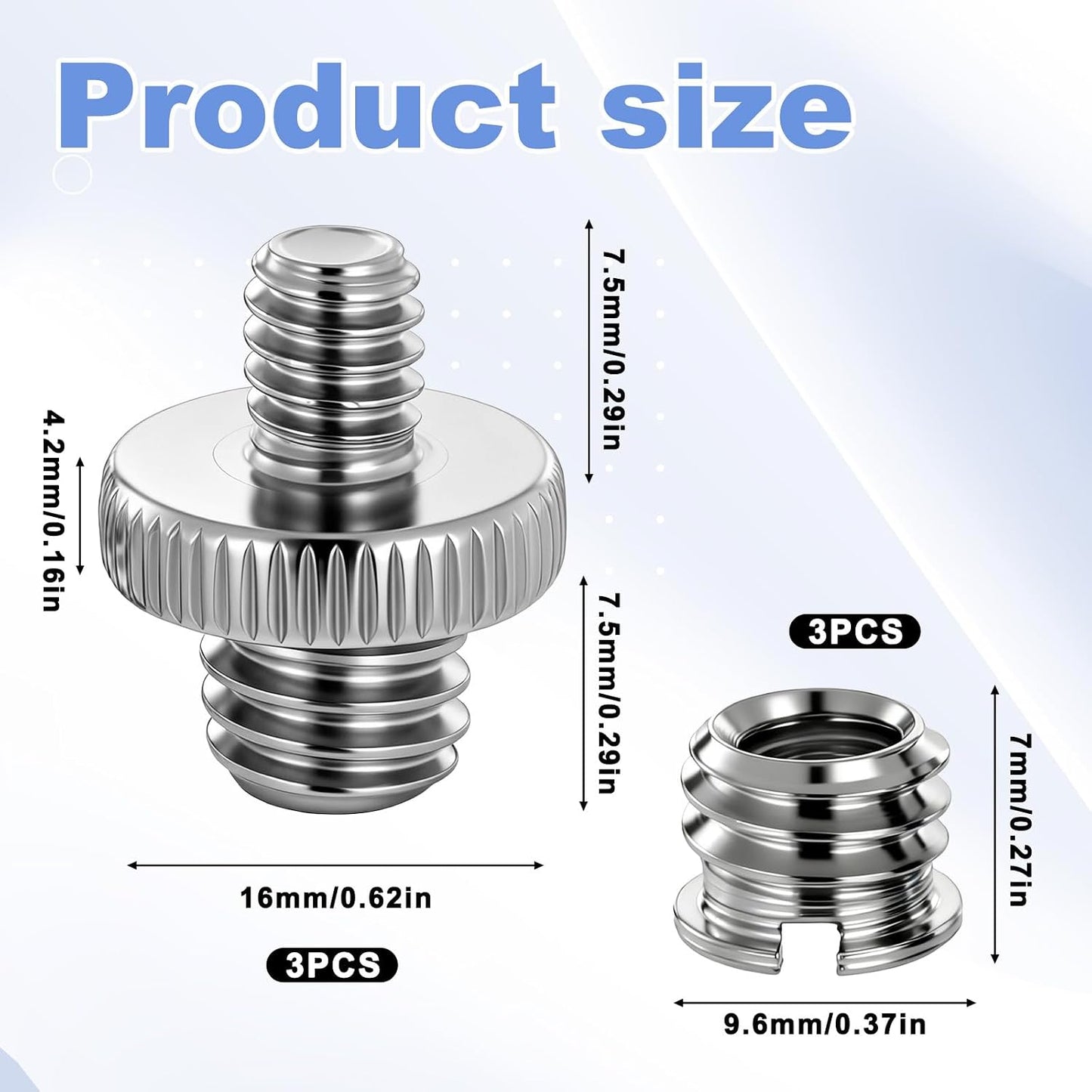 Xosjska 3 3/8 1/4 3 1/4 Inch 3/8 Inch PCS to Tripod Adapter and PCS to Mount Screws, Double Head Converter Precision