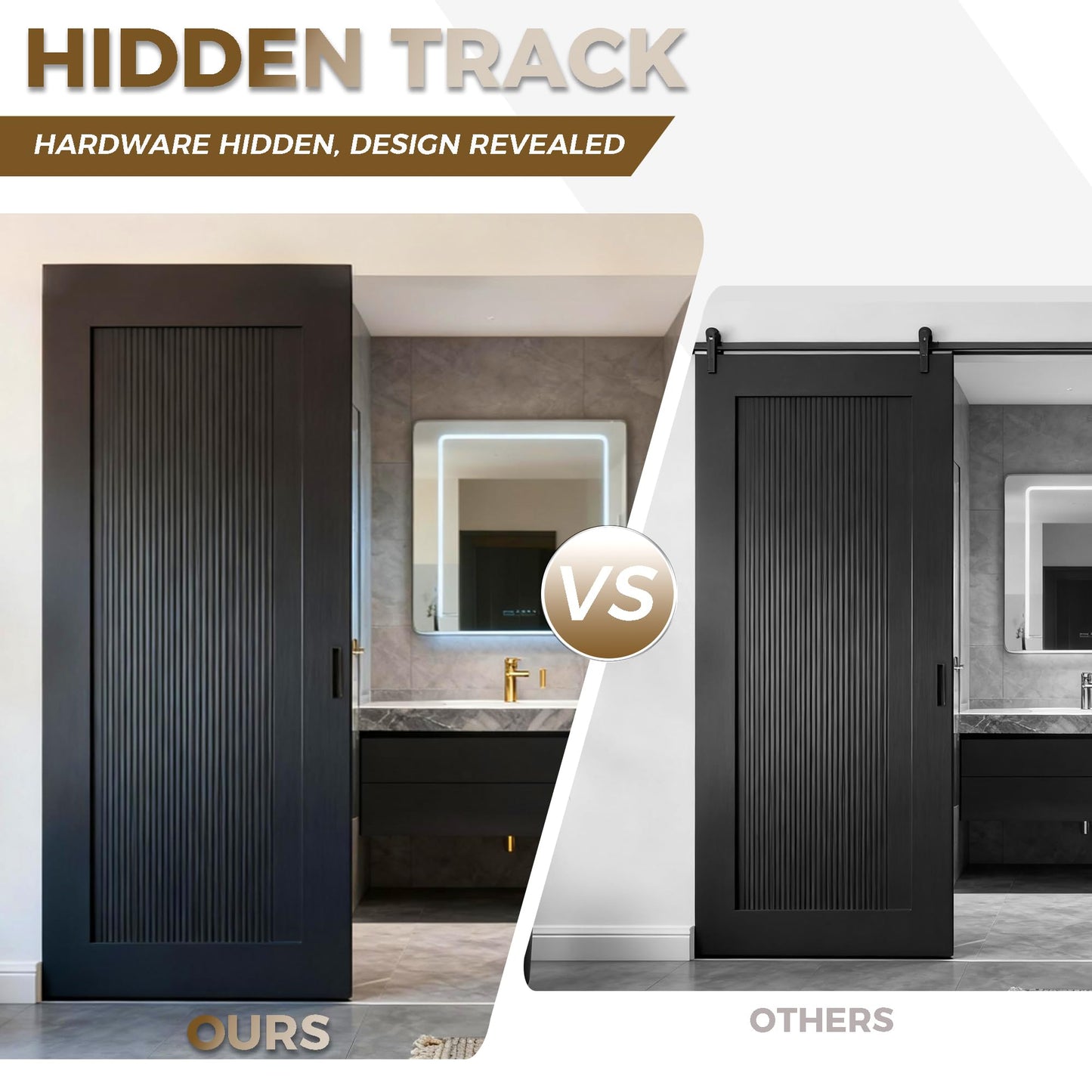 ZOYACREATE Trackless Concealed Sliding Ghost Door, 47 Inch Hidden Invisible Barn Door Hardware Kit