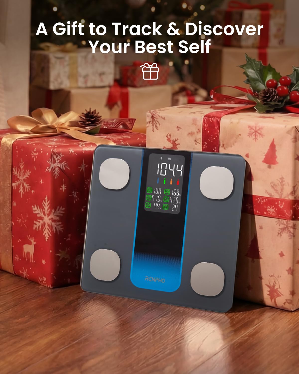 RENPHO Smart Scale for Body Weight, Weight Scale with 7-in-1 Large Display for BMI, Body Fat, Muscle Mass, 13 Body Composition, High Accurate Bluetooth Scale, 500lbs, 11.8", Elis 2XL
