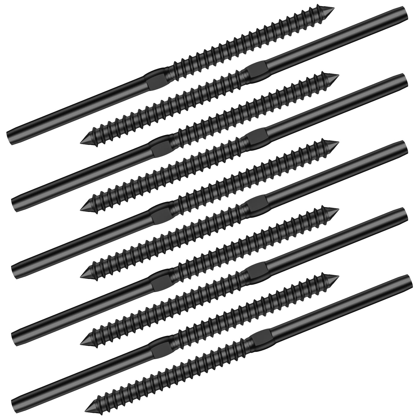 BLIKA 100 Pack T316 Stainless Steel Black Right&Left Handed Thread Swage Lag Screws for Wood Posts of 1/8" Deck Cable Railing Kit, Wire Railing Kit for Decks with Wrench, DIY Wood Baluster