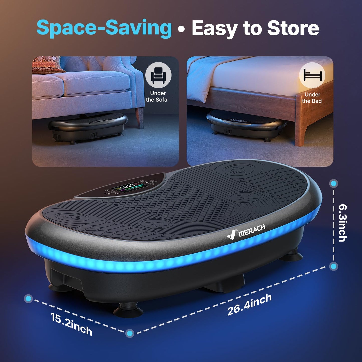 MERACH Vibration Plate Exercise Machine, 4D Whole Body Workout Vibrating Platform for Lymphatic Drainage Weight Loss Muscle Activation, Home Fitness Equipment with Bluetooth Light Pull Cord (Black)