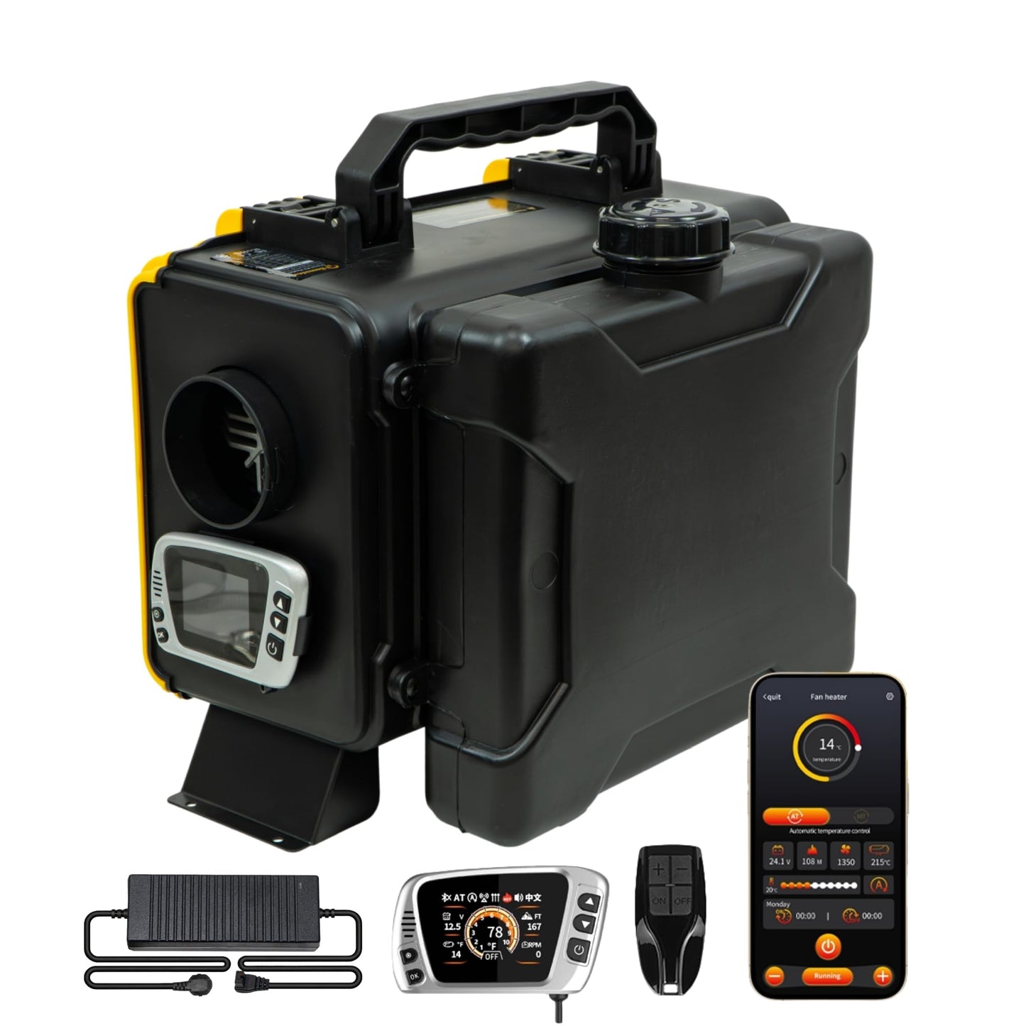HTB1 8KW Diesel Air Heater, 6L Toolbox Compact Diesel Heater 12V/110V Fast Heating with App Control, 5500M Adaptive Plateau, Internal Circulation Heating and No Ticking Sound for RV Trailer Camper Van