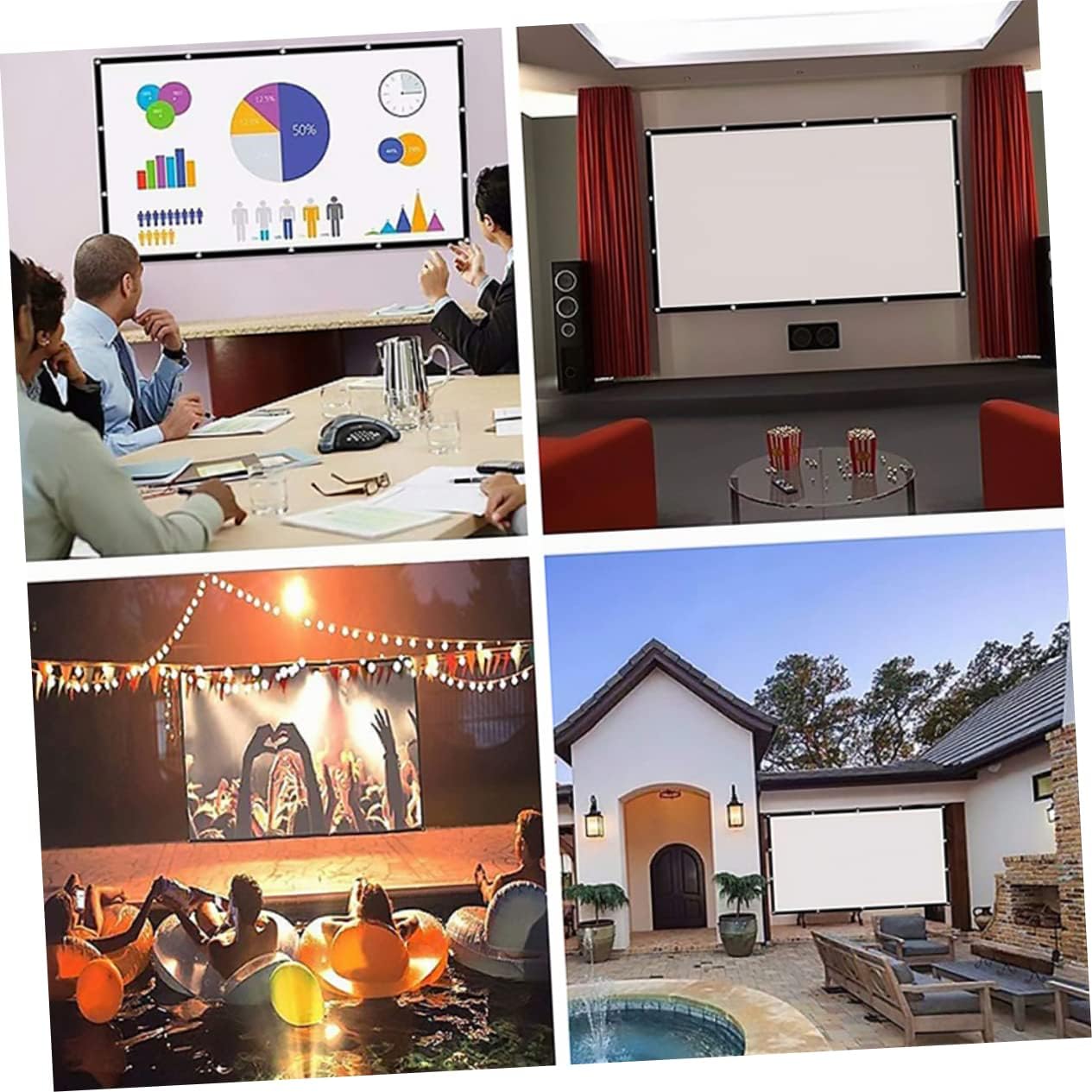 LALAFINA Foldable Polyester Projector Screen - Portable for Indoor & Outdoor Use