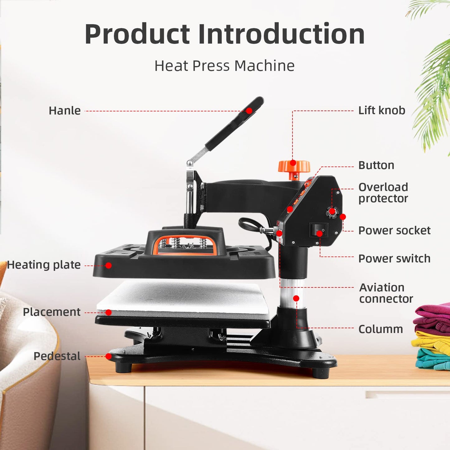 11 in 1 Heat Press Machine Professional Sublimation Machine 12" X 15", 360-Degree Swing Away, Multifunction Heat Transfer Machine Industrial-Quality for T-Shirts, Pillow, Hats, Caps, Mugs and Plate