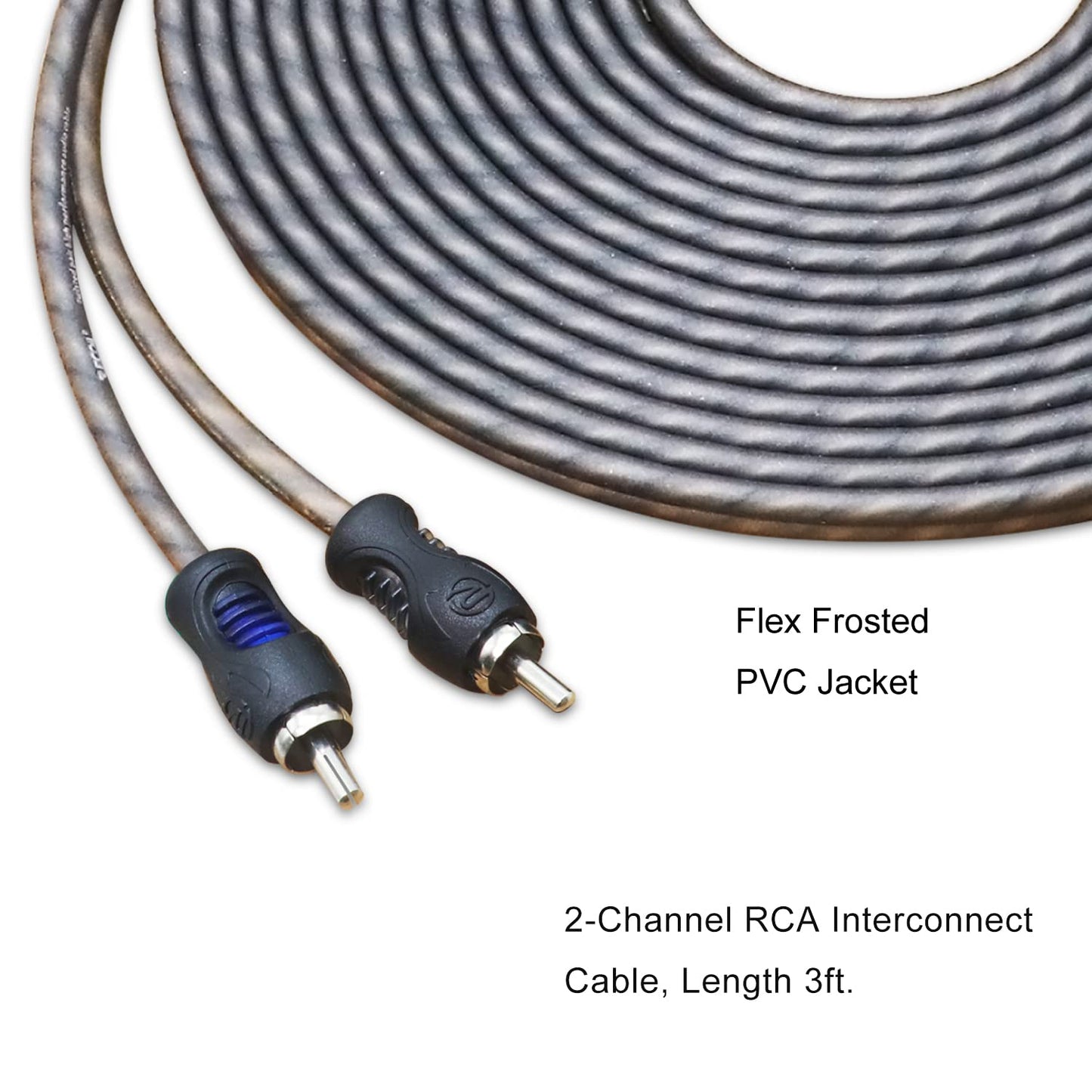 RCI23 100% 3ft 2-Channel RECOIL Oxygen Free Copper RCA Audio Cable, Twisted Pair with Noise Reduction