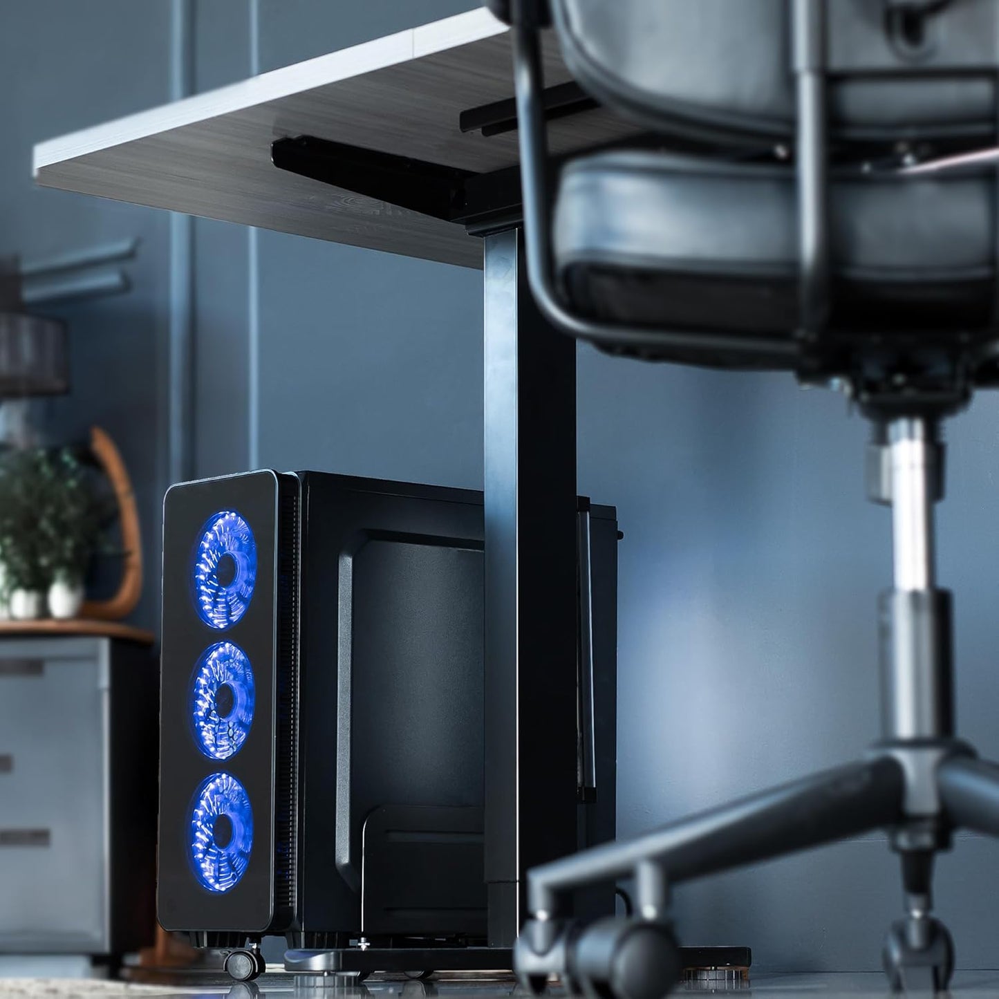 VIVO CART-PC01 Computer Mid-Tower Case, CPU Steel Rolling Stand, Adjustable Mobile Cart Holder with Locking Caster