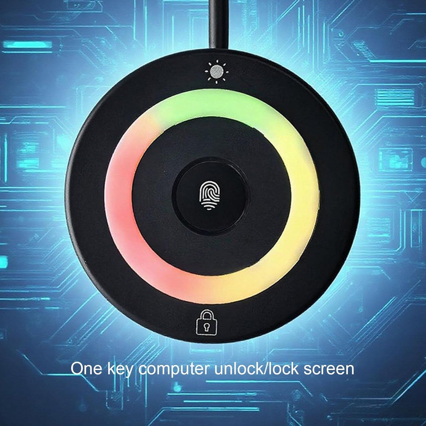 ciciglow 10 11, 4.9ft 360 USB Fingerprint Reader for Wins for Wins Hello Biometric Fingerprint Scanner with Cable, RGB