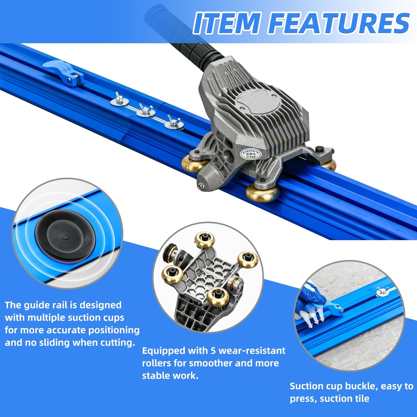 SDLOOL 87 Inch Manual Tile Cutter, for Large format Ceramic Porcelain Tiles, Professional Porcelain Slab Cutting Machine with Double Rails Design Table Tile Cutter Hand Tools
