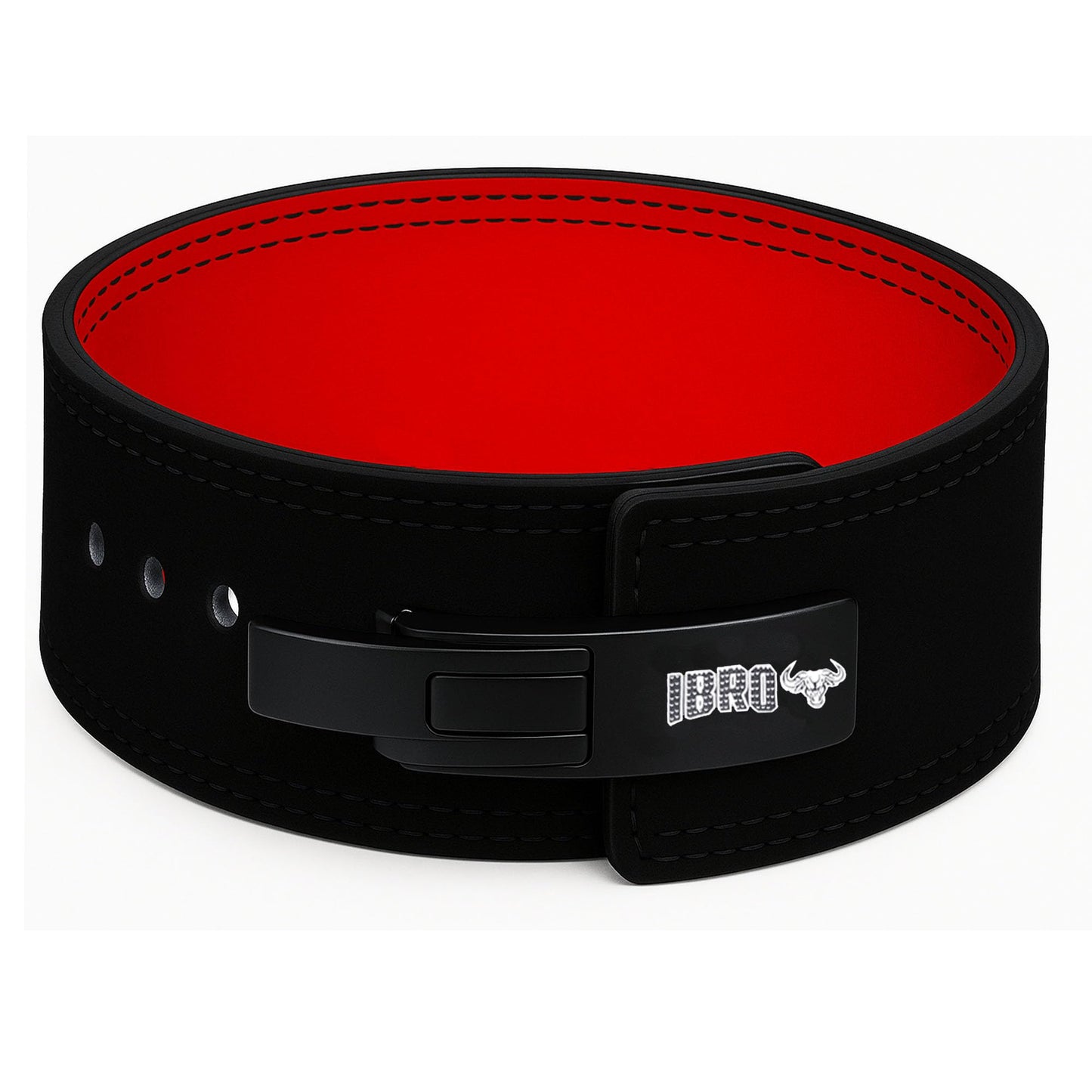 IBRO Powerlifting Lever Gym Belt – Power 10MM Extreme Heavy Duty Genuine Leather Belts - Squats Deadlifts Bodybuilding Weight Lifting IPF Power Lifting Strongman for Men BlackRed S