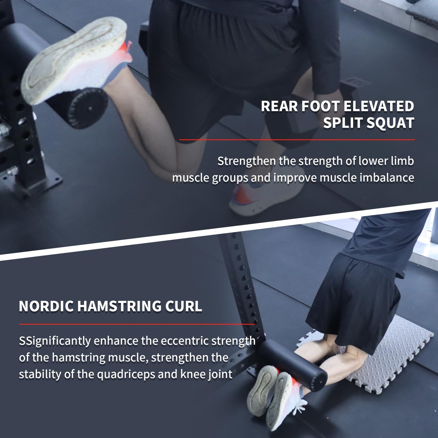 CONBUT Single Leg Squat Roller / Nordic Hamstring Curl for Squat Rack Power Rack Attachments, Bulgarian Split Squat for Workout Equipment Home Gym Accessories （Foam diameter 3" / 75mm , for 0.7" / 18mm aperture)