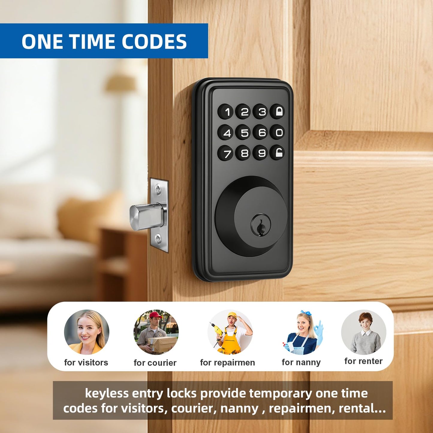 Mlinlccko Digital Passwords Lock an-ti Peeping PIN Passcodes Keyless Entry Door Locks for Security Smart Deadbolt Metal Automatically Time Delay Locking Low Battery Alert