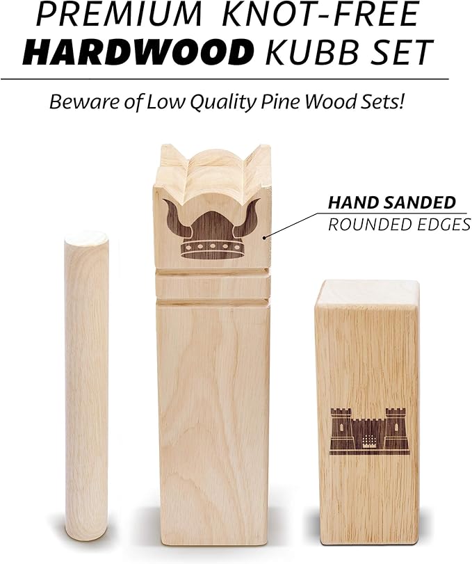 GoSports Kubb Yard Game Set - Choose Regulation or Backyard - Kuub Viking Chess Outdoor Game