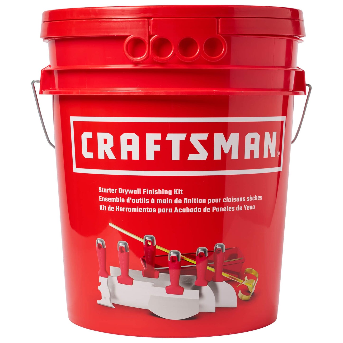 CRAFTSMAN Drywall Hand Tool Kit w/Bucket | 4 & 6-Inch Joint Knives, 8 & 12-Inch Taping Knives, 9-in-1 Multi Tool, Bucket Scoop, Mixer, Mud Pans | Taping, Finishing, Drywall Repairs