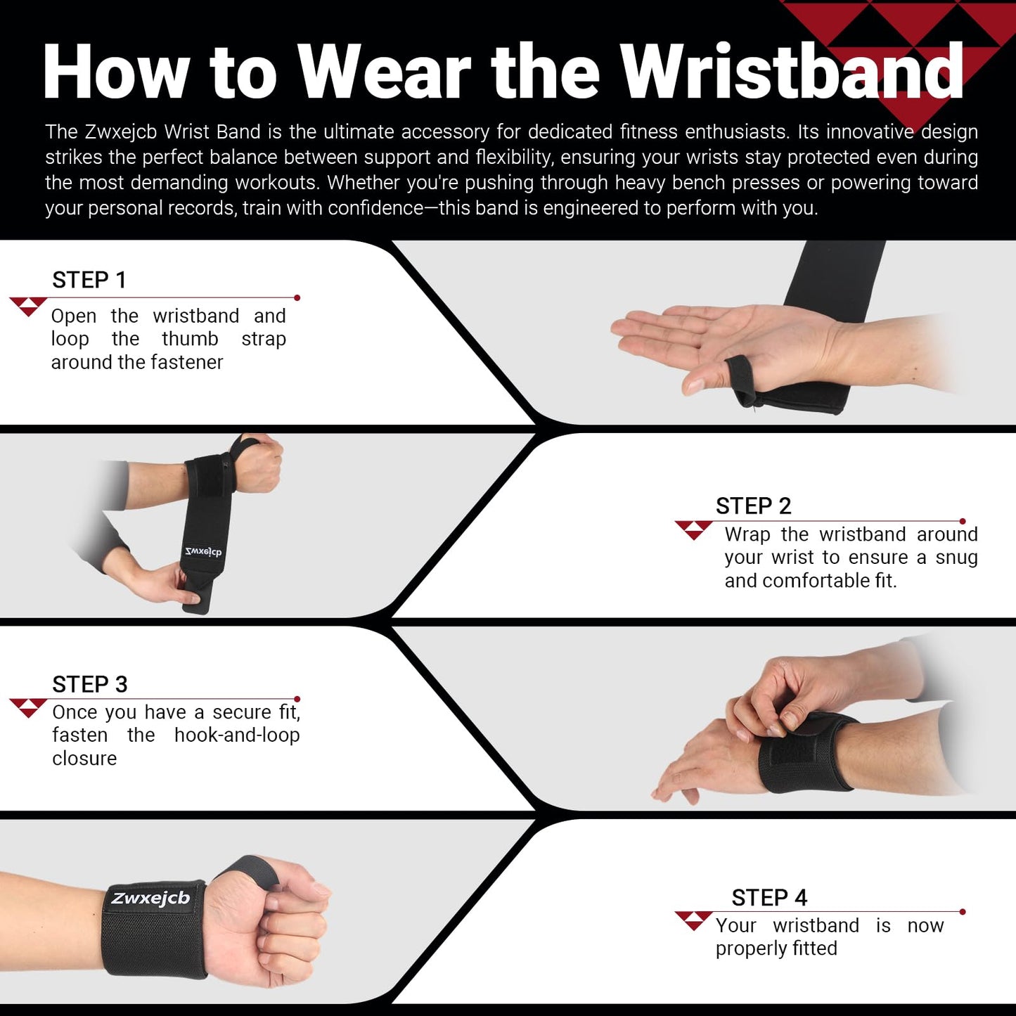 Zwxejcb Weightlifting Wrist Wraps - Heavy-Duty Support for Gym, Bench Press, and Pushups, Premium Polyester & Nylon Wrist Straps for Maximum Stability and Comfort During Strength Training - 1 Pair, Unisex for Men & Women