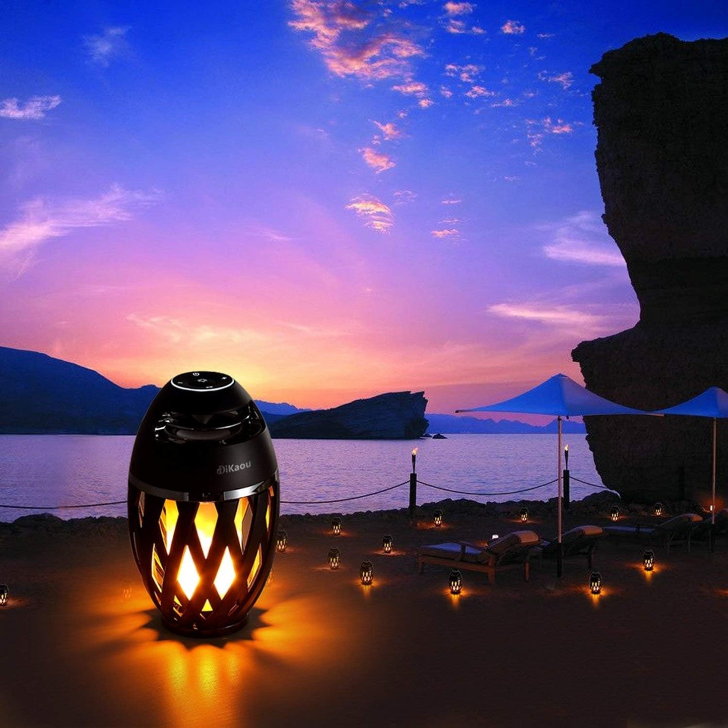 DiKaou BT4.2 Led Flame Table lamp, Torch Atmosphere Bluetooth Speakers&Outdoor Portable Stereo Speaker with HD Audio
