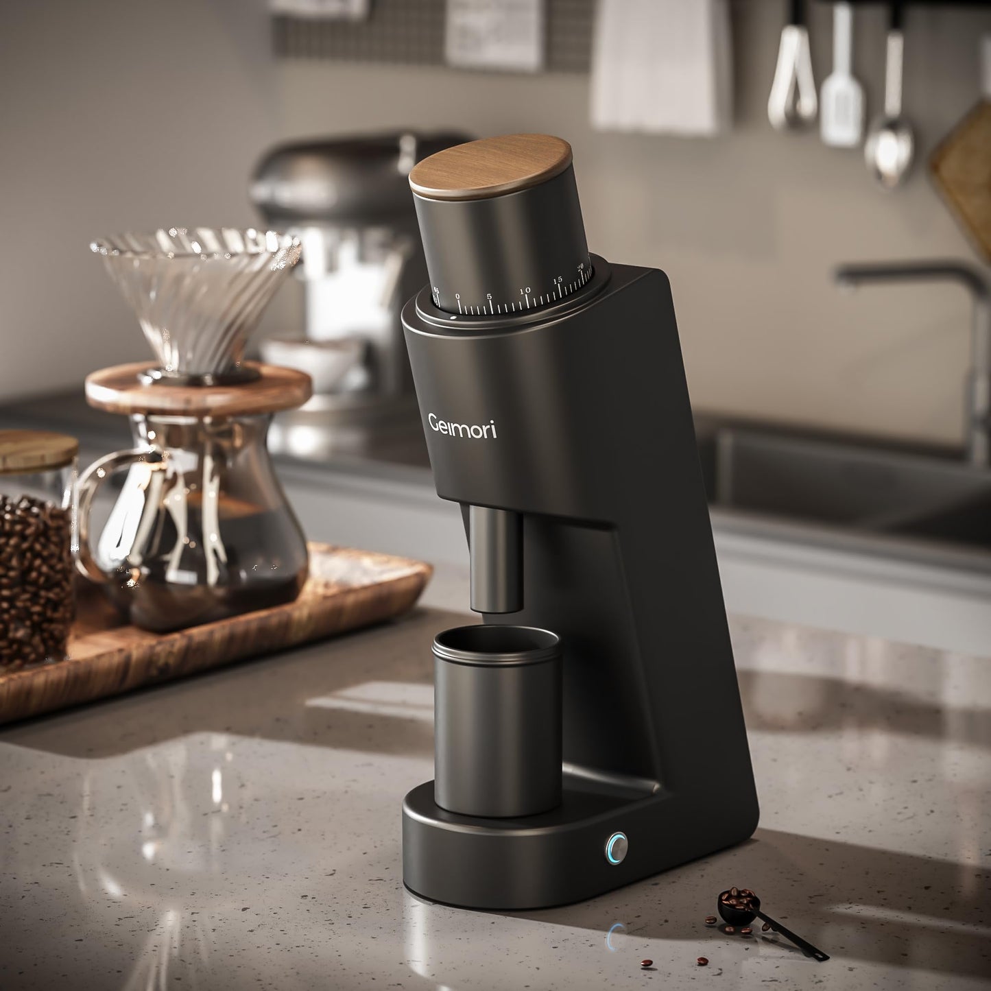 Burr Coffee Grinder,Wirsh Electric Single Dose Coffee Grinder Geimori GU38 with 38mm 6-Core Conical Burr,Stepless Adjustment for Espresso,Drip,French Press,Cold Brew,Bellows Included.
