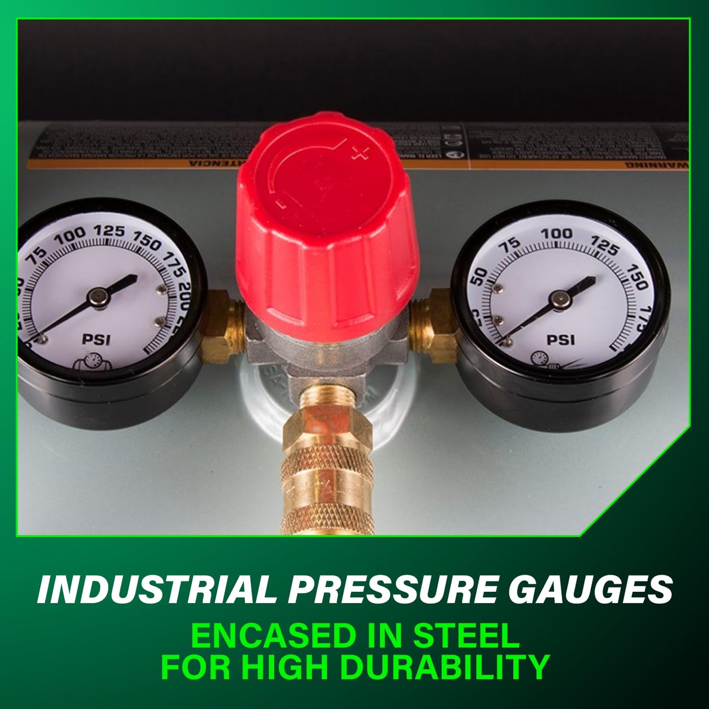 Metabo HPT Reserve Air Tank, High Capacity 10 Gallon Air Tank, ASME Certified, 5 Quick Connect Couplers, Industrial Pressure Gauges, Angled Steel Legs for Stability, UA3810AB