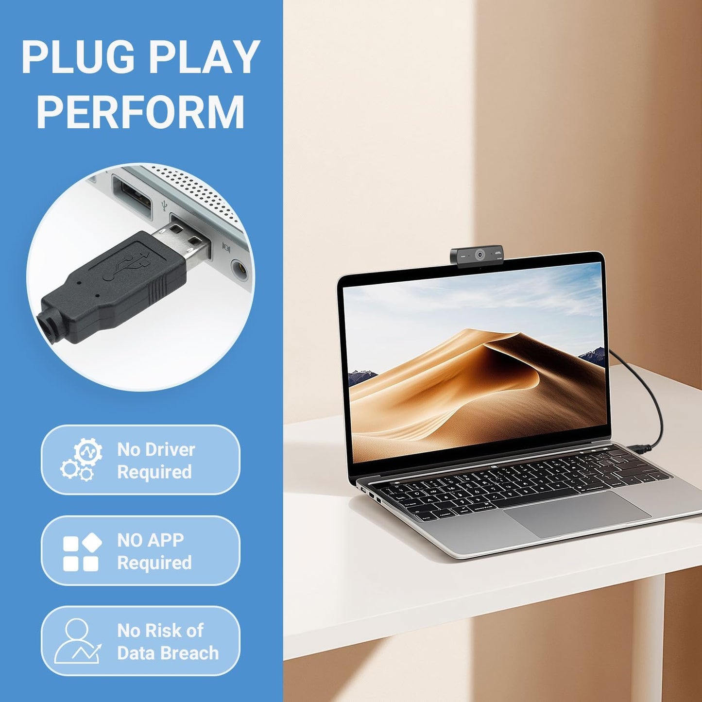 Xweiryn 1080P Webcam for PC, HD USB Plug-and-Play Computer Web Camera, High Definition Webcam for Desktop Laptop, Ideal
