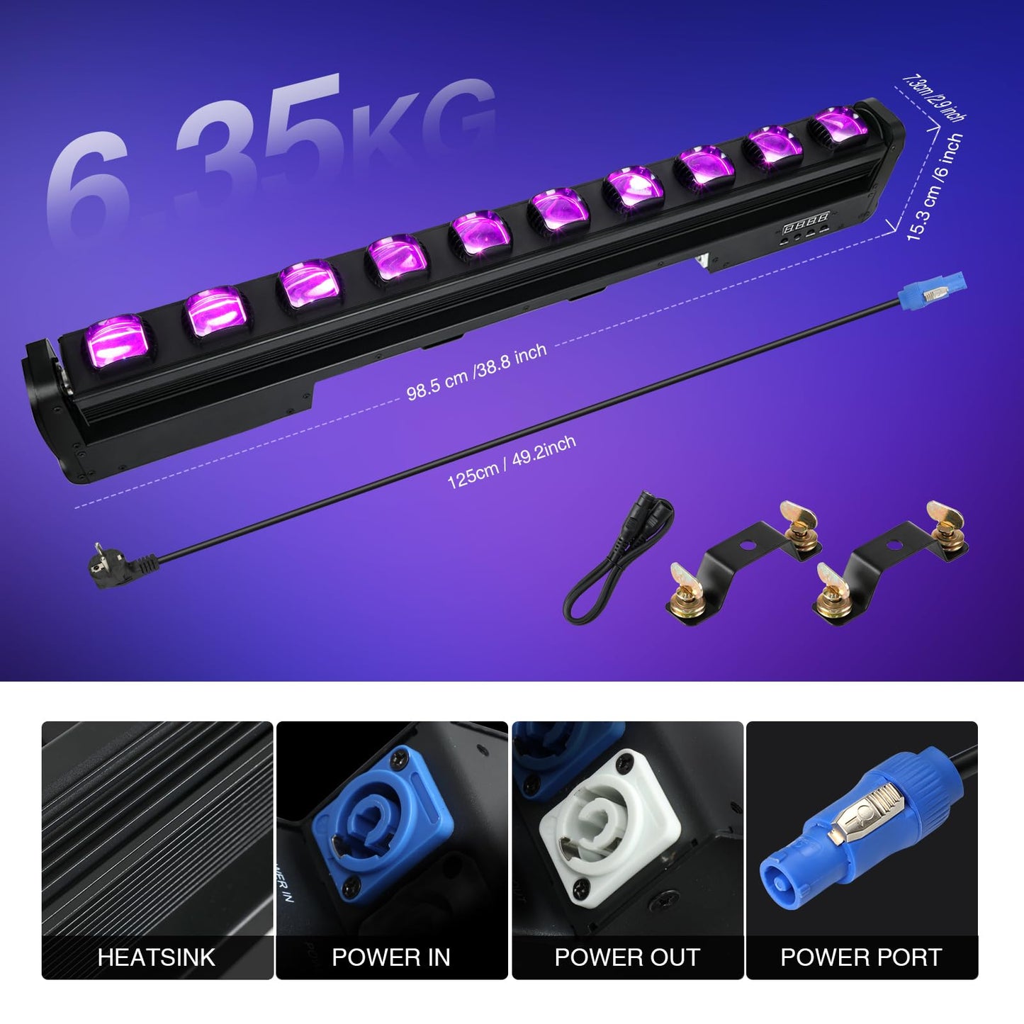 Betopper 10x15w RGBW Moving Beam LED Light Bar,10 Eye Stage Light Strobe Beam Like Spider RGBW 4IN1 DMX 512 & Sound Activated DJ Lighting for Theater KTV Club Ball Disco Event L1015(1)