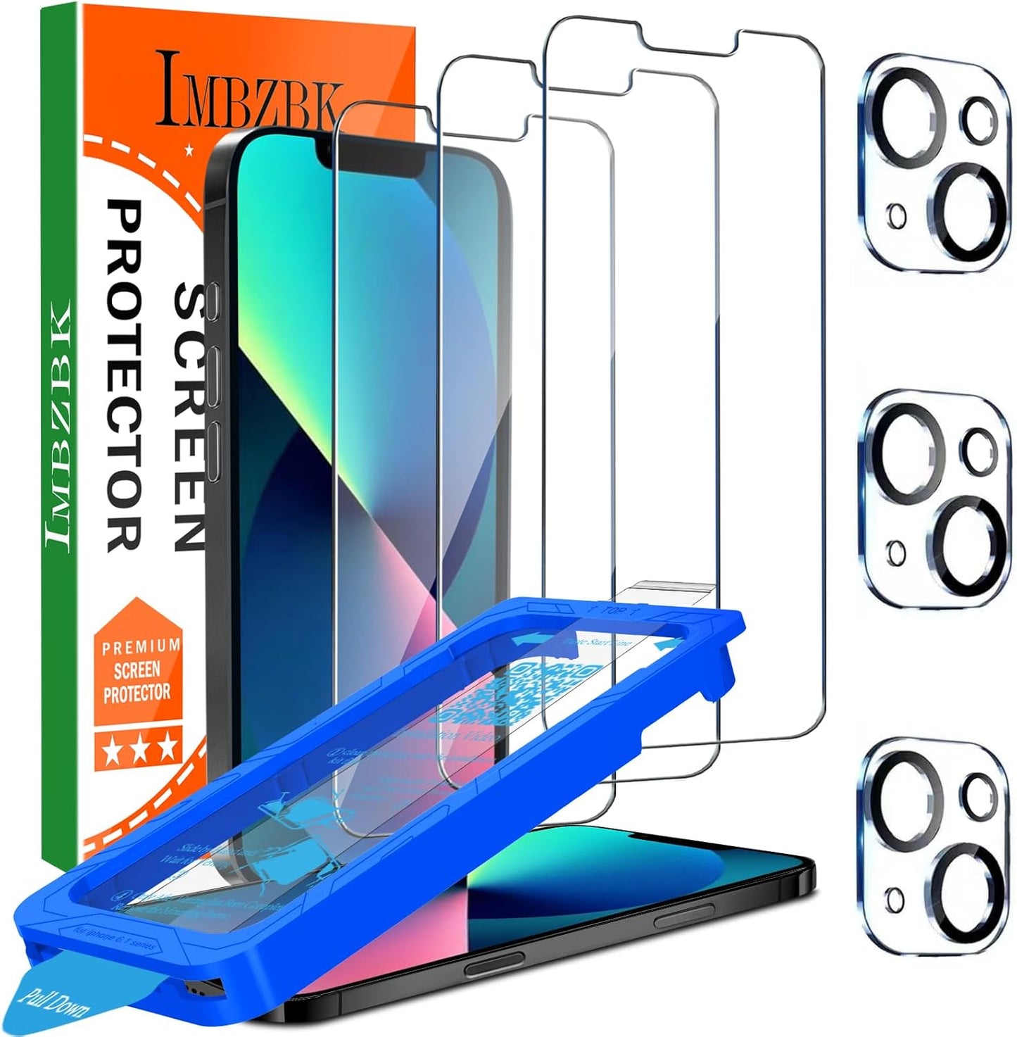 3 Pack 13 [6.1 INCH] 3 IMBZBK [Auto-Dust Removal] Screen Protector for iPhone Accessories, Case Friendly Film, Military