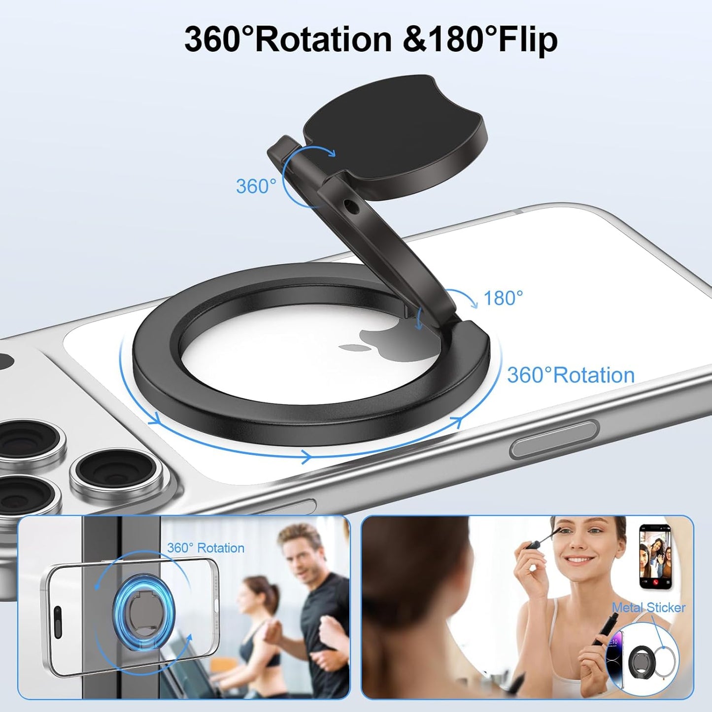 17 16 15 14 13 12 Magnetic Phone Ring Holder for Magsafe, Two-Sided Magnet Gym Finger Ring Kickstand Cell Phone Grip