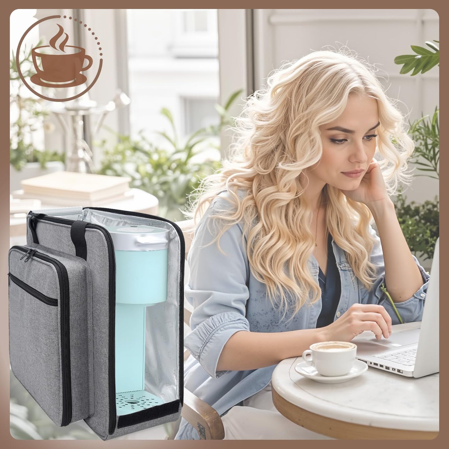 Anitor Portable Carrying Coffee Maker Travel Bag Match for Keurig K-Mini/K-Mini Plus/K-Express, Single Serve Coffee Machine Travel Bag with Padded Shoulder Straps Includes Multiple Storage Bags, Black